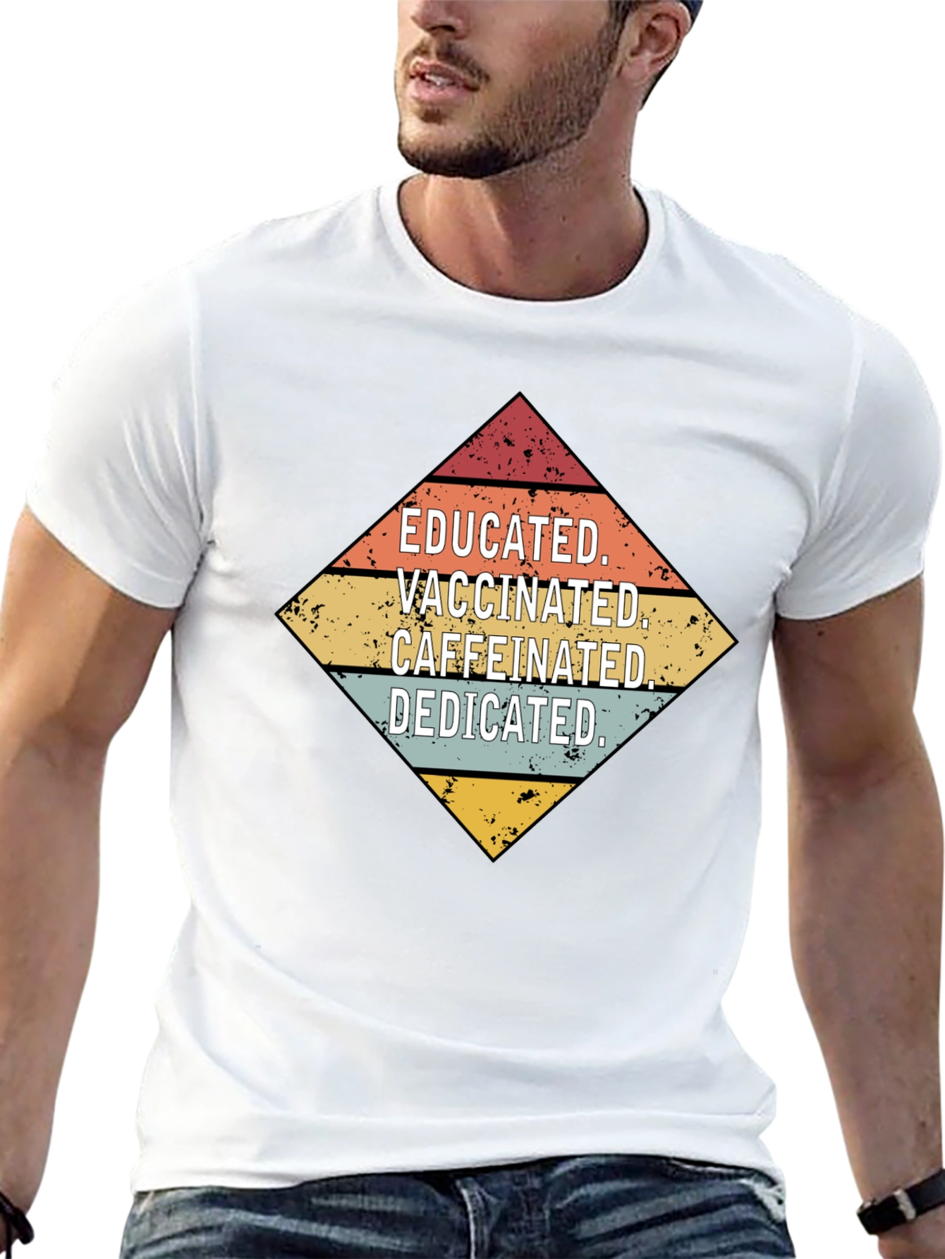 Educated Vaccinated Caffeinated Dedicated Graphic Tee
