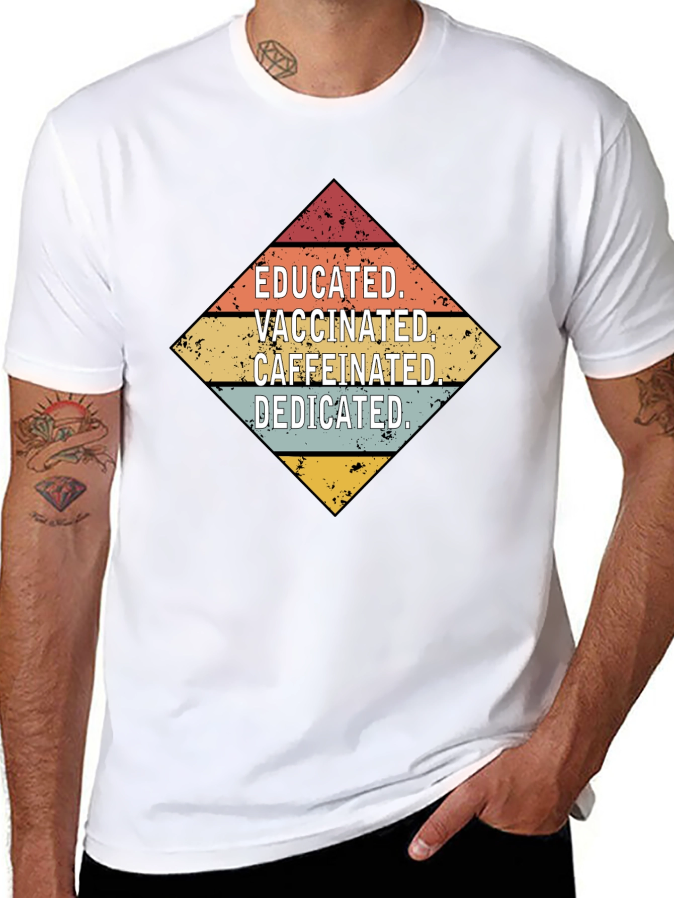 Educated Vaccinated Caffeinated Dedicated Graphic Tee