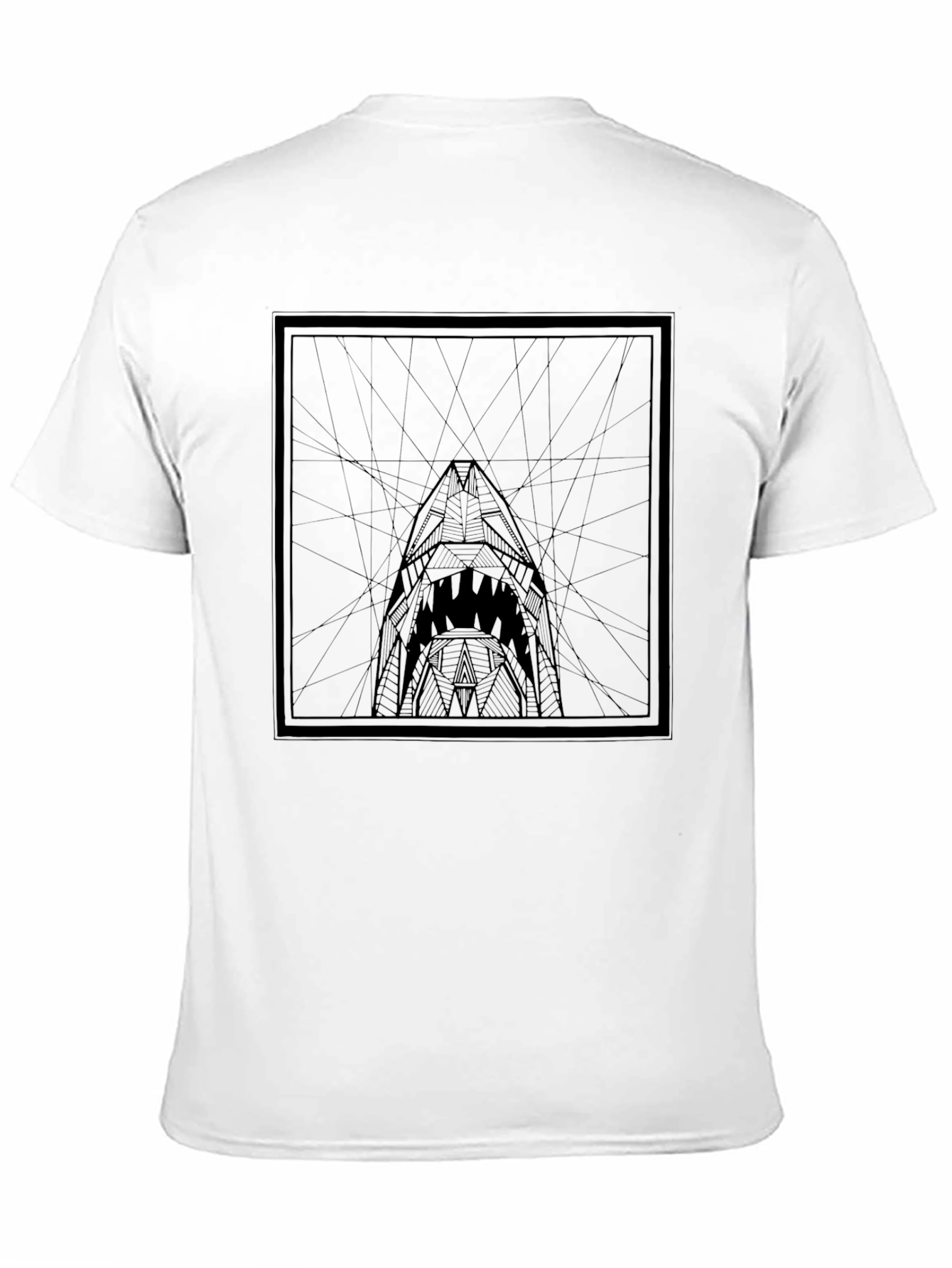 Geometric Shark Graphic Tee - Modern Black T-Shirt