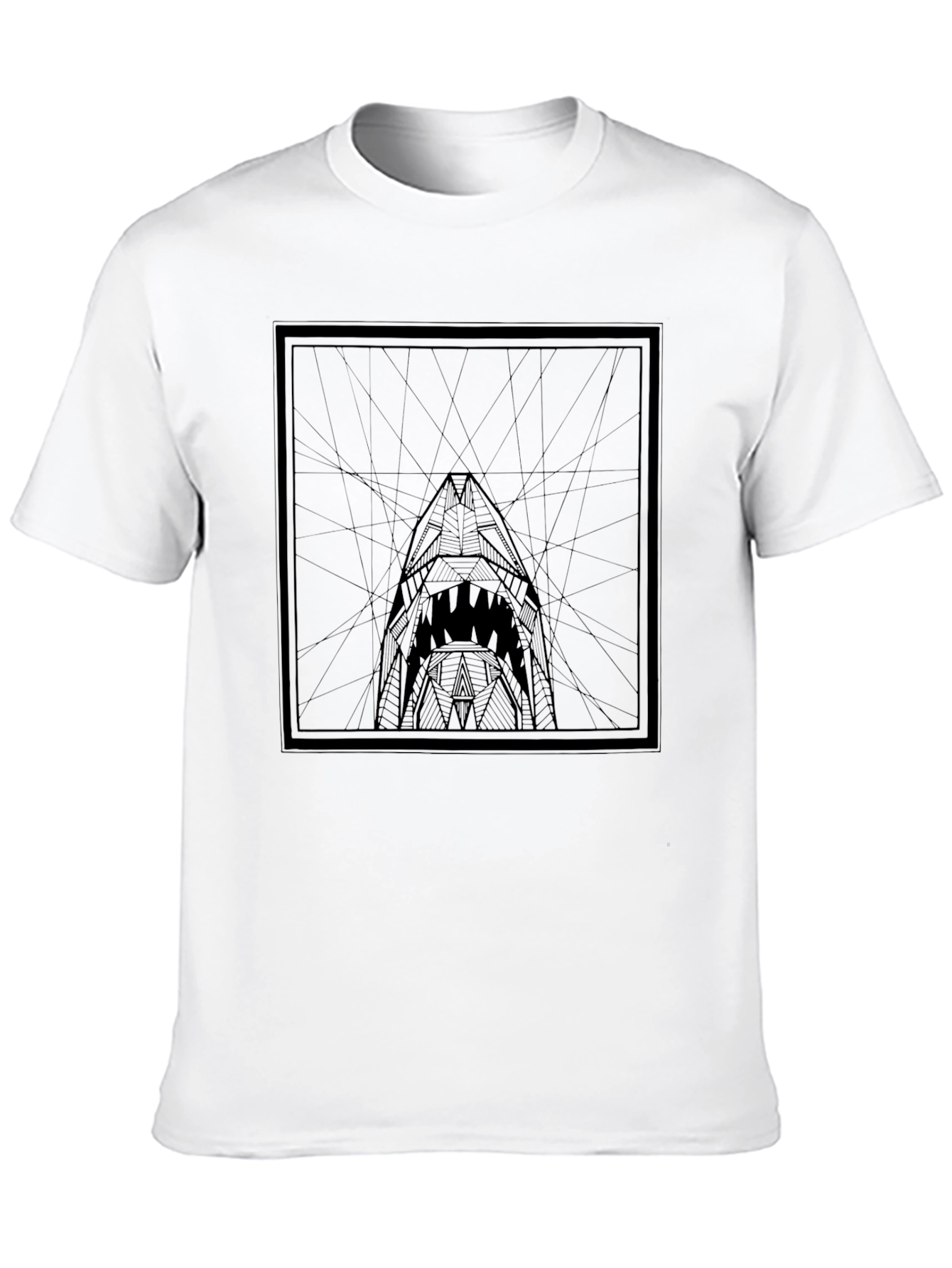 Geometric Shark Graphic Tee - Modern Black T-Shirt