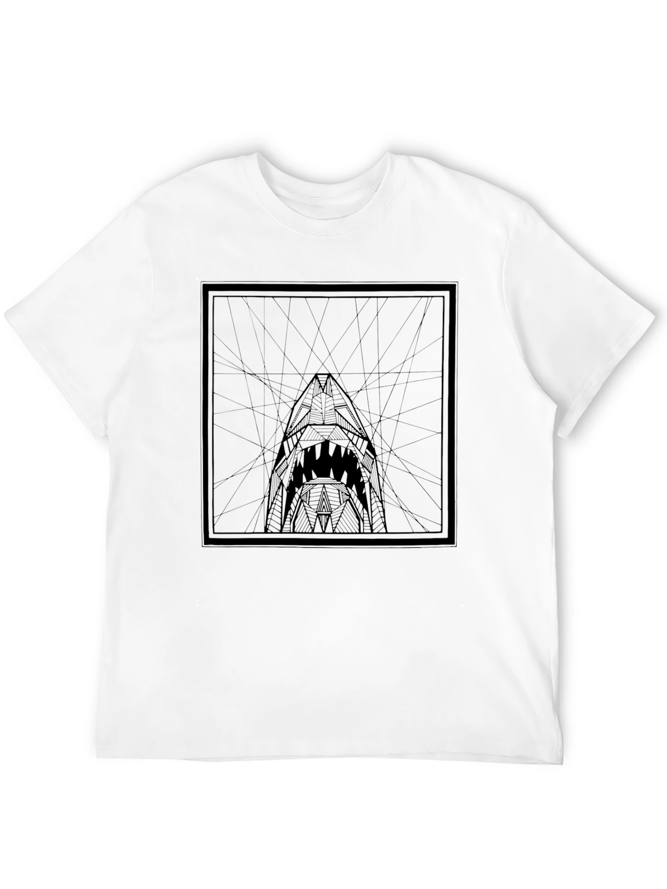 Geometric Shark Graphic Tee - Modern Black T-Shirt