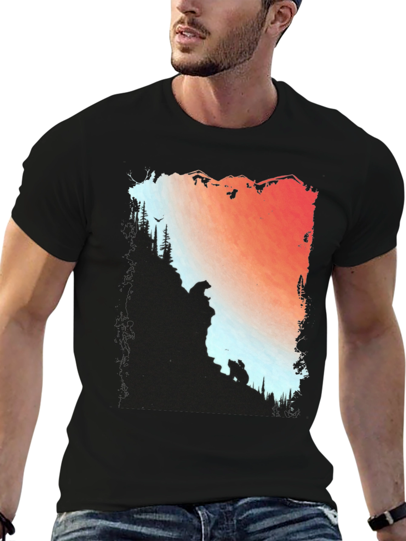 Mountain Bear Graphic Tee - Nature Inspired Design