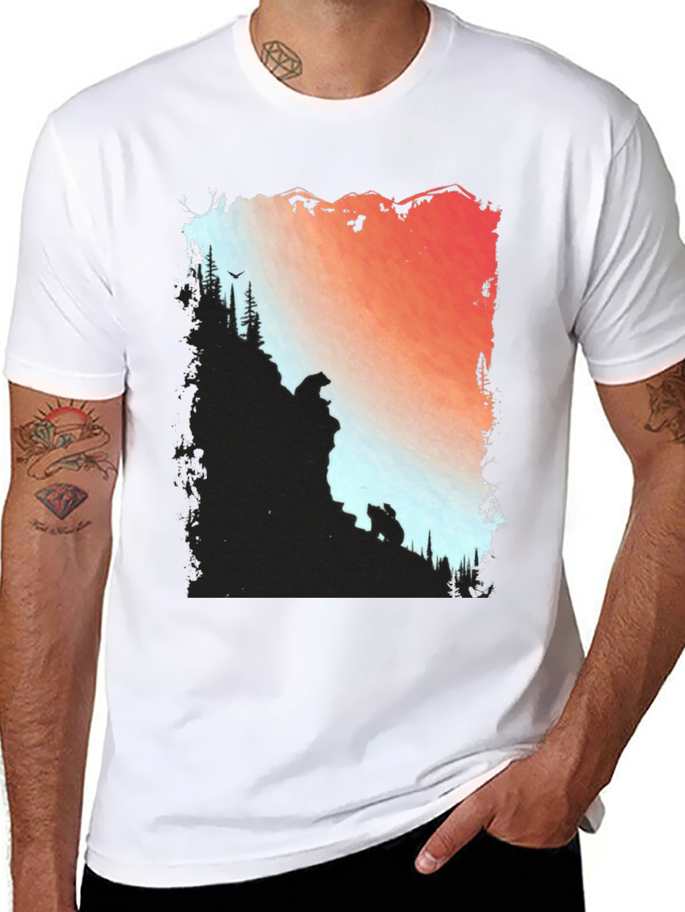 Mountain Bear Graphic Tee - Nature Inspired Design