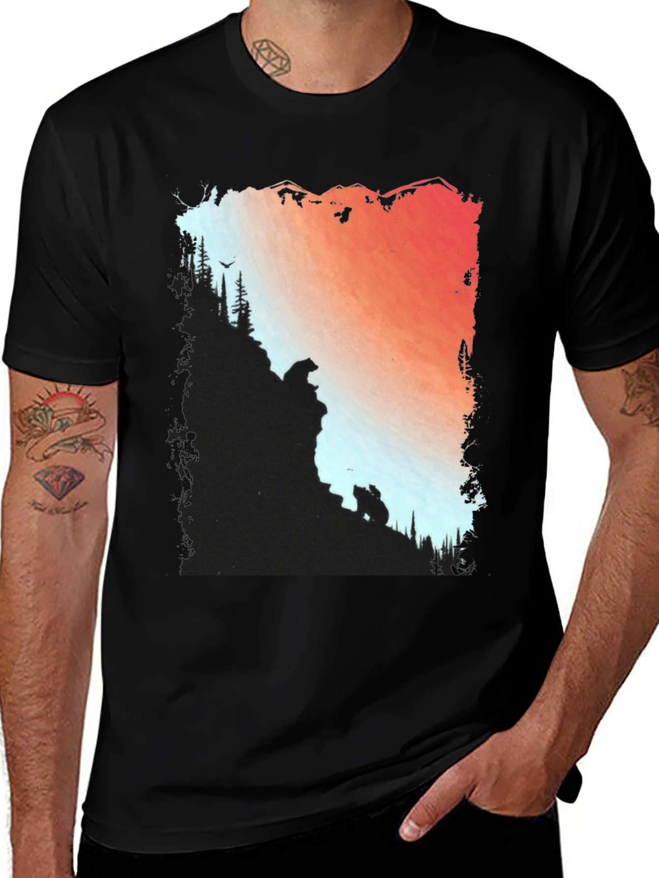 Mountain Bear Graphic Tee - Nature Inspired Design