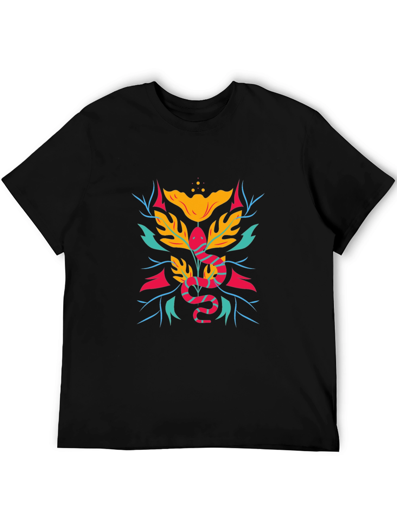 Botanical Snake Graphic Tee - Modern Style