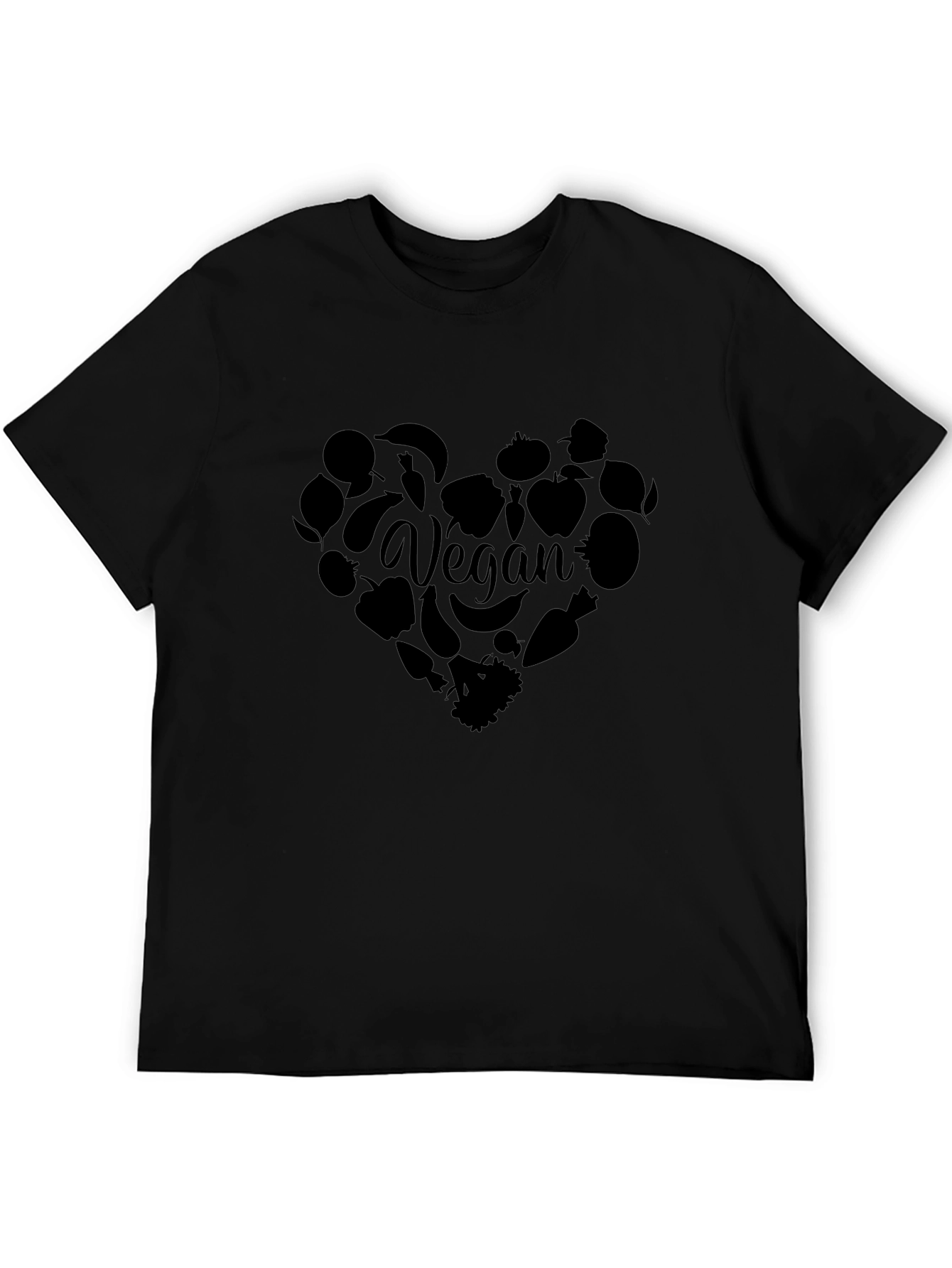 Vegan Heart Graphic T-Shirt - Black