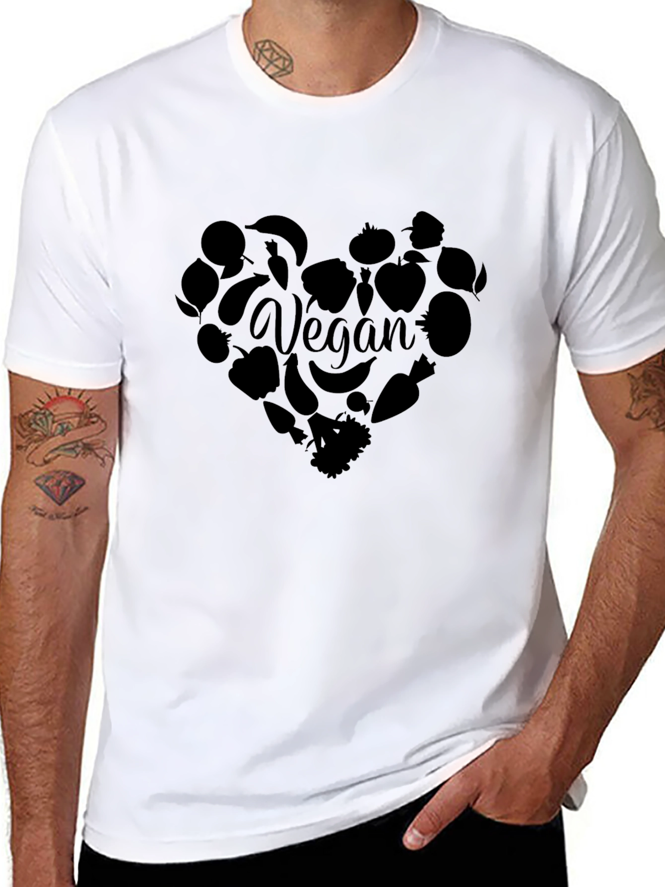Vegan Heart Graphic T-Shirt - Black