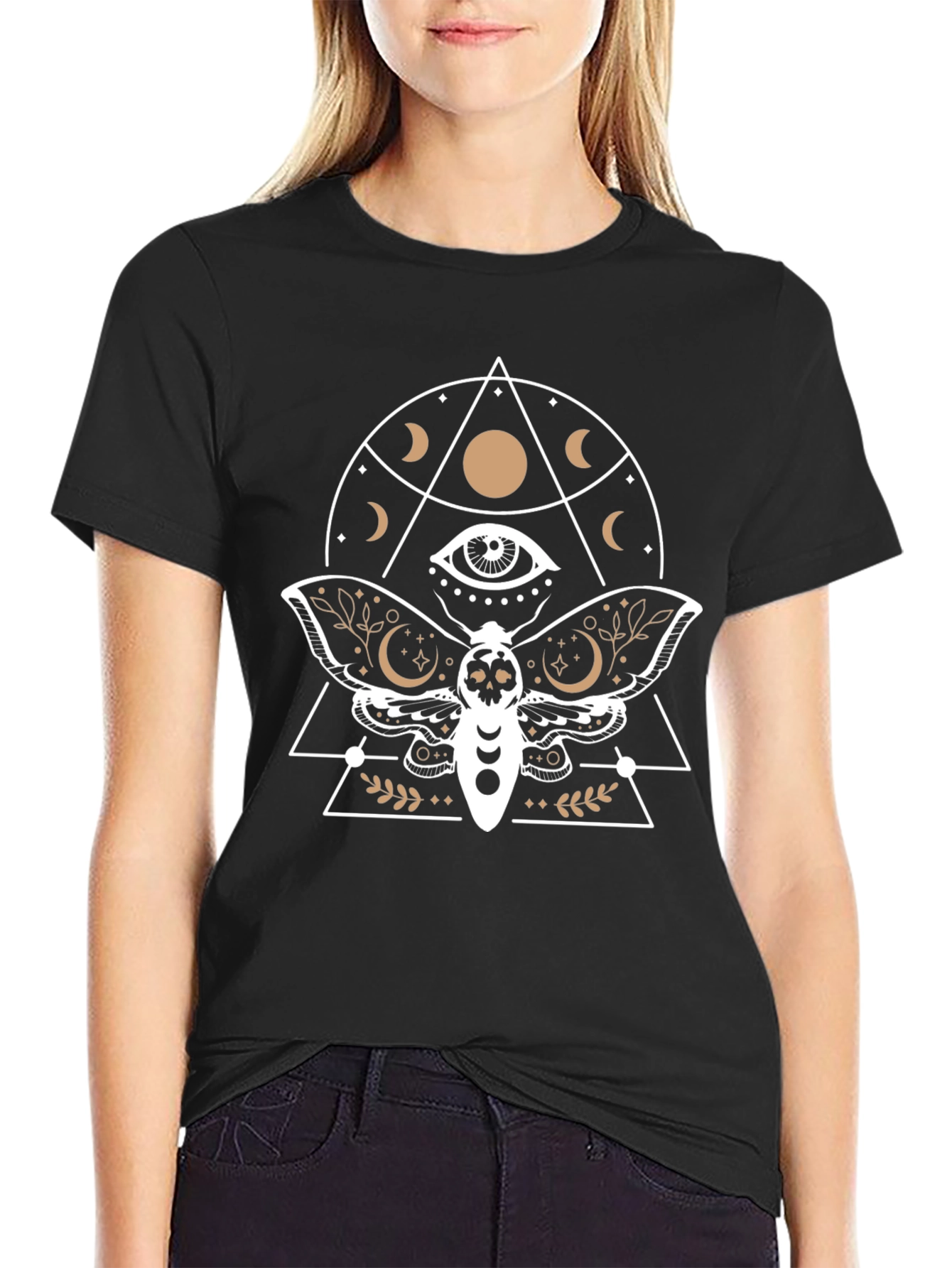 Mystic Moth Graphic Tee - Black Cotton T-Shirt