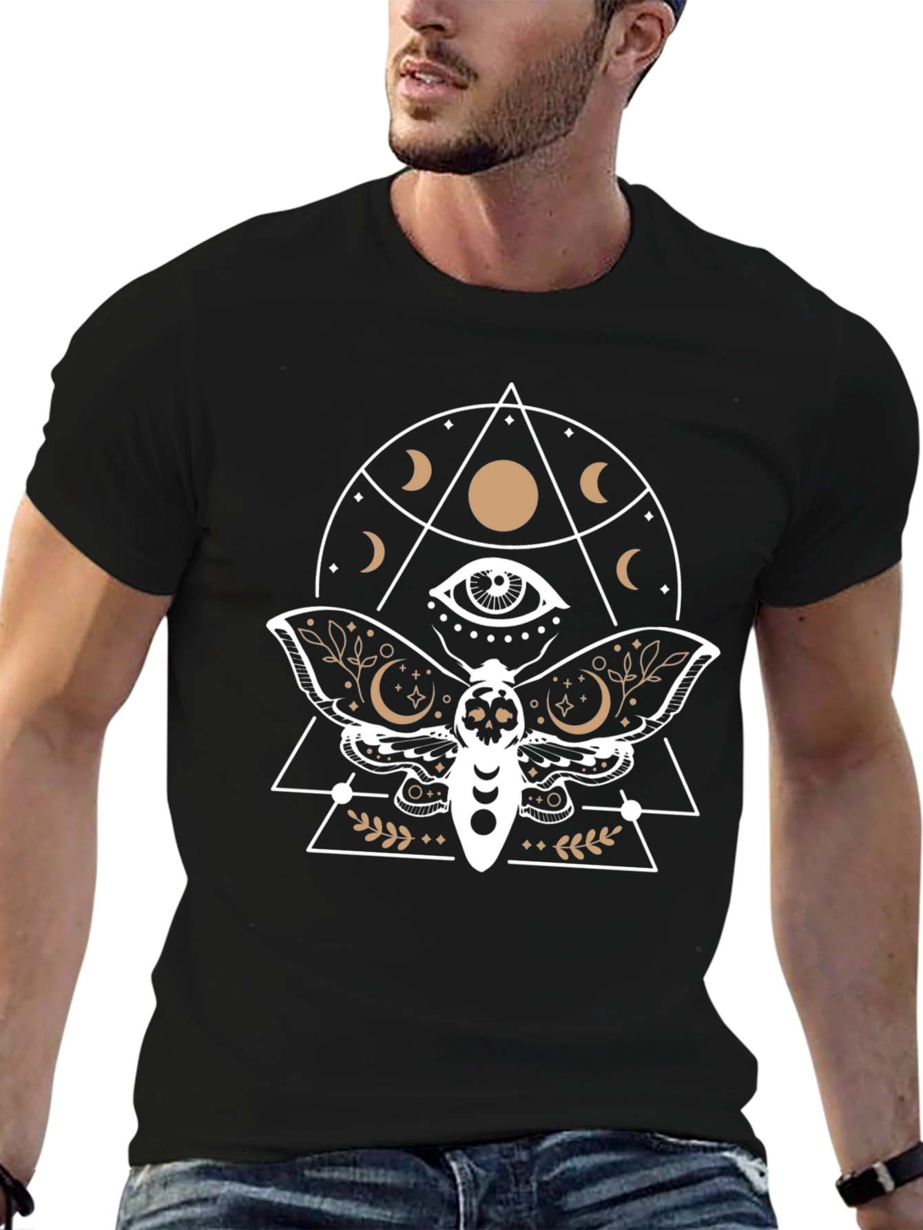 Mystic Moth Graphic Tee - Black Cotton T-Shirt