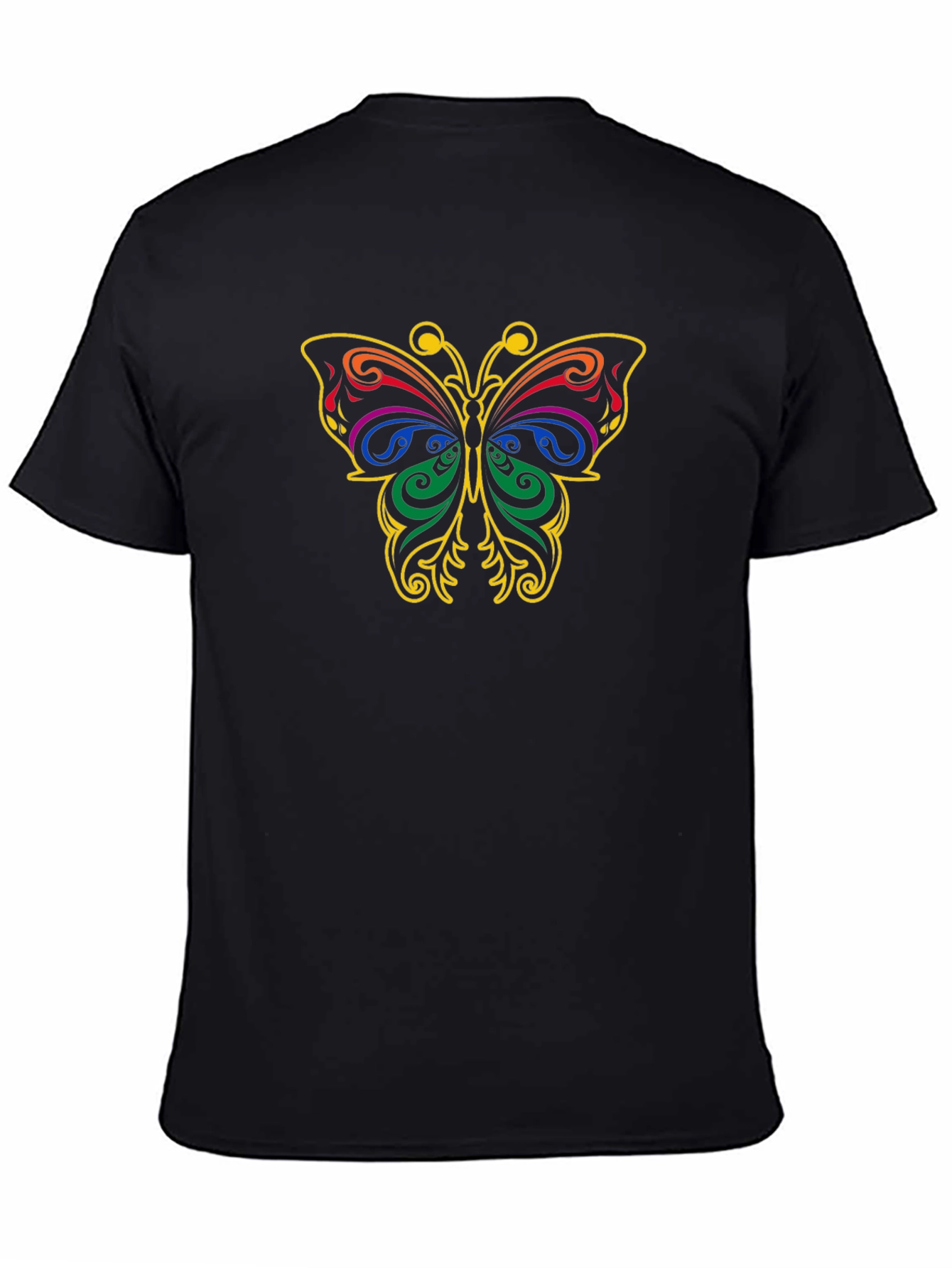 Butterfly Graphic Tee - Black Cotton T-Shirt
