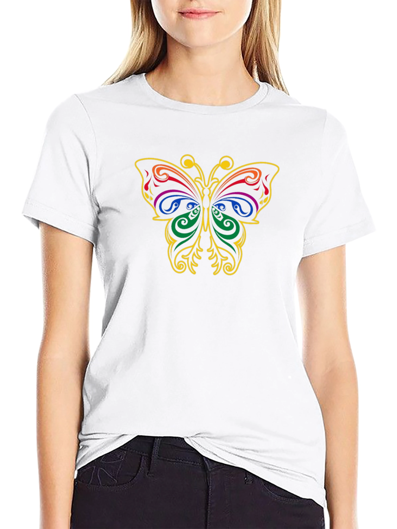 Butterfly Graphic Tee - Black Cotton T-Shirt