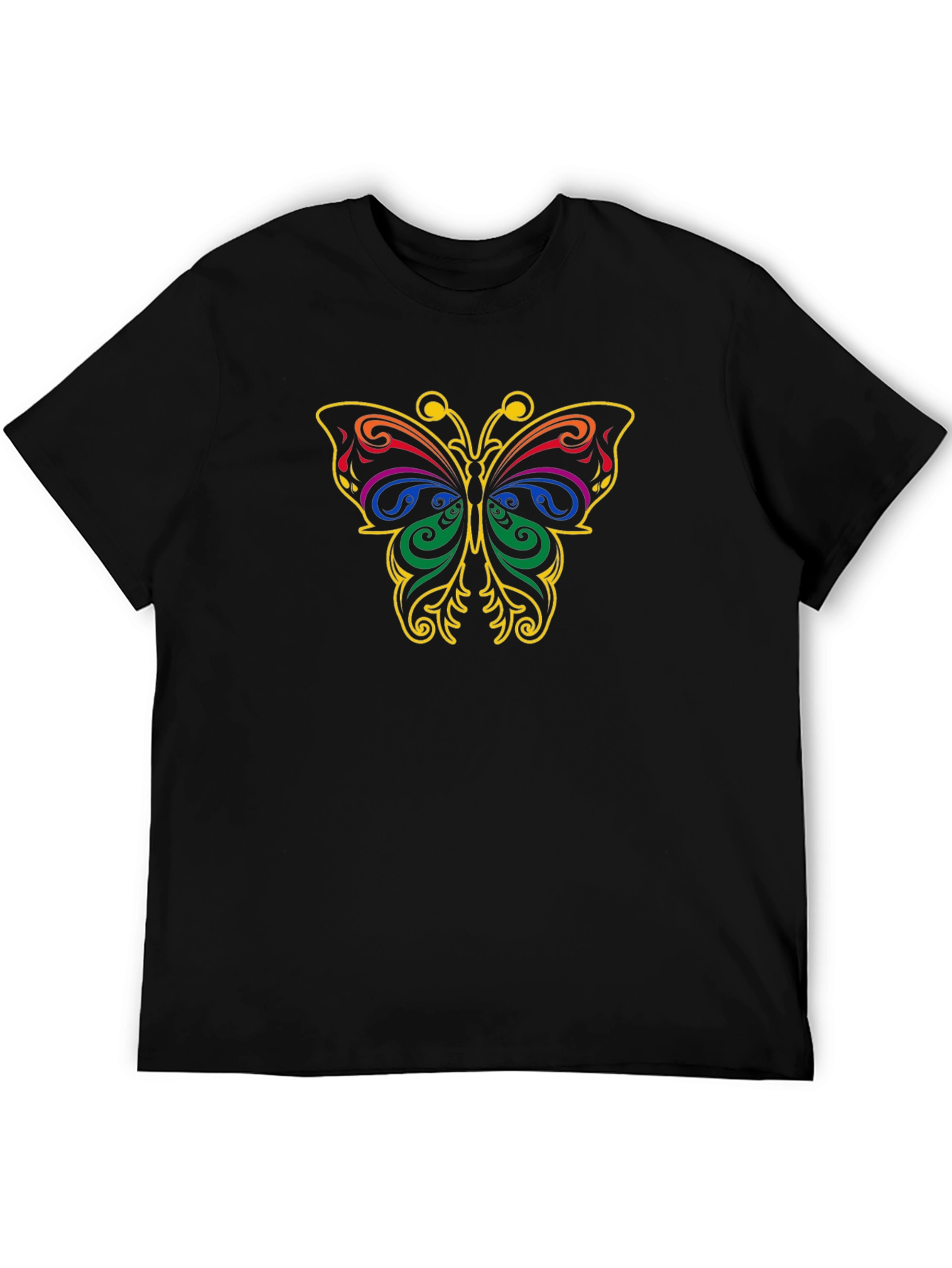 Butterfly Graphic Tee - Black Cotton T-Shirt