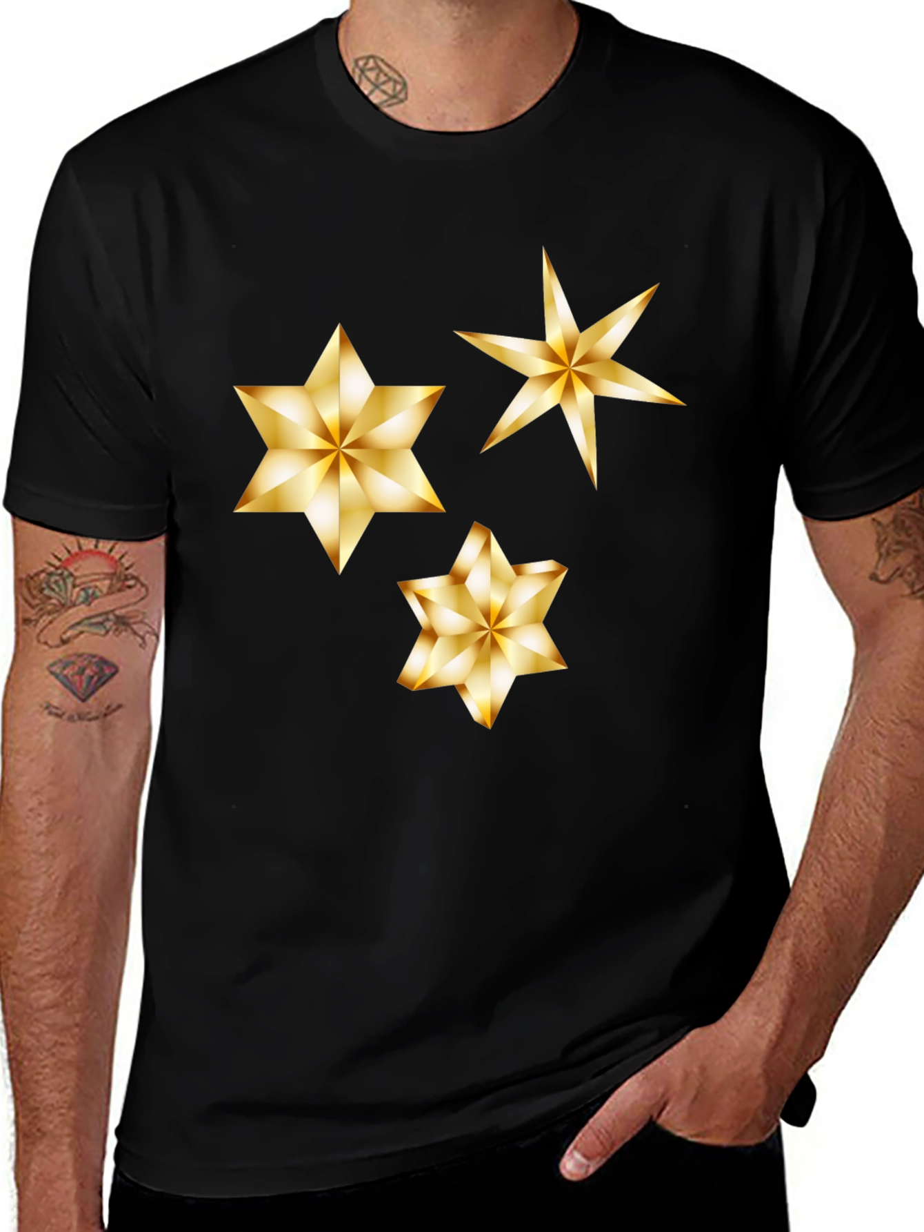 Gold Star Graphic Black Tee