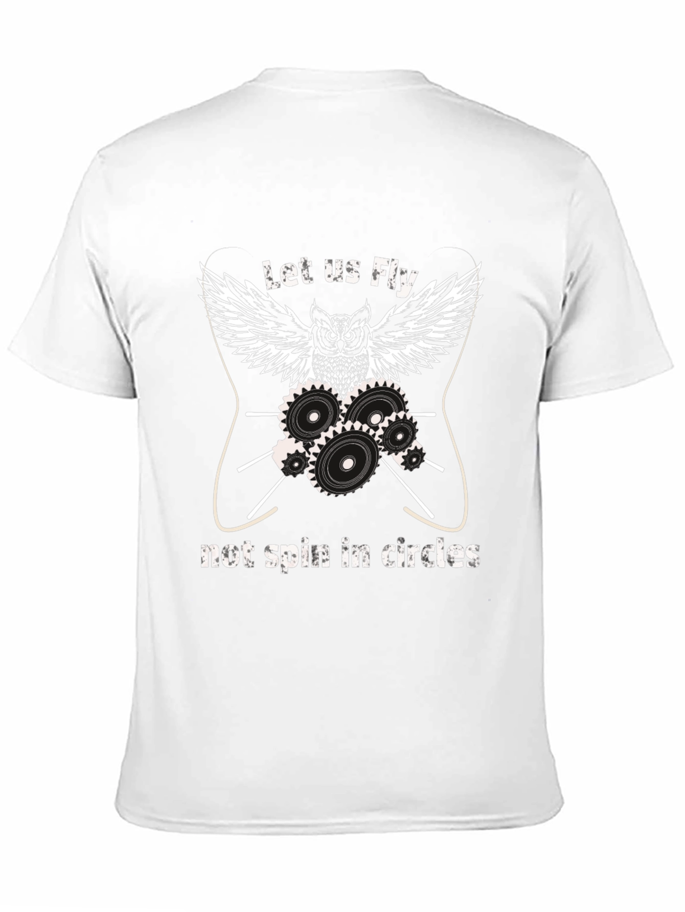 Owl Gears Black Graphic T-Shirt - Let Us Fly