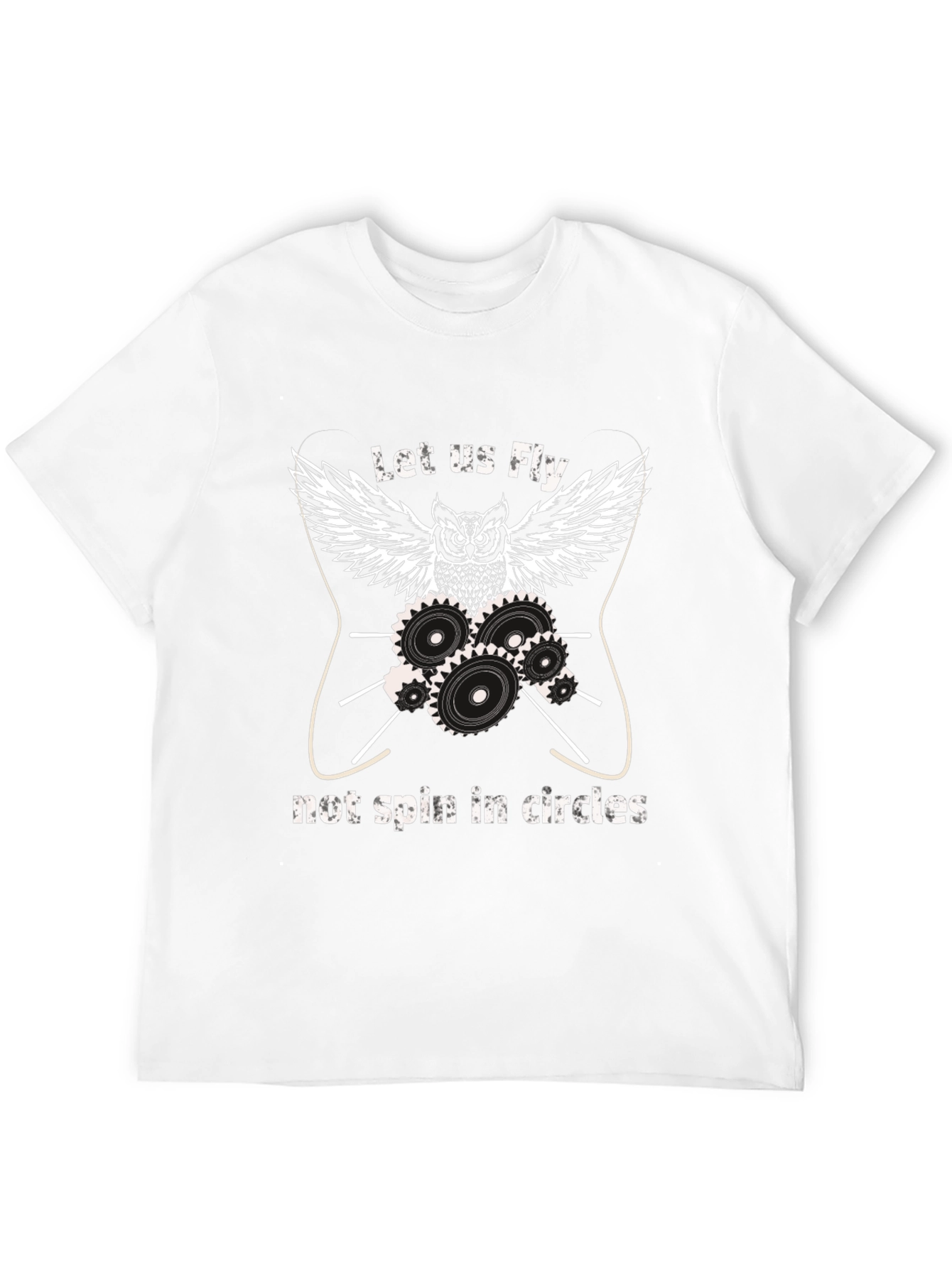 Owl Gears Black Graphic T-Shirt - Let Us Fly