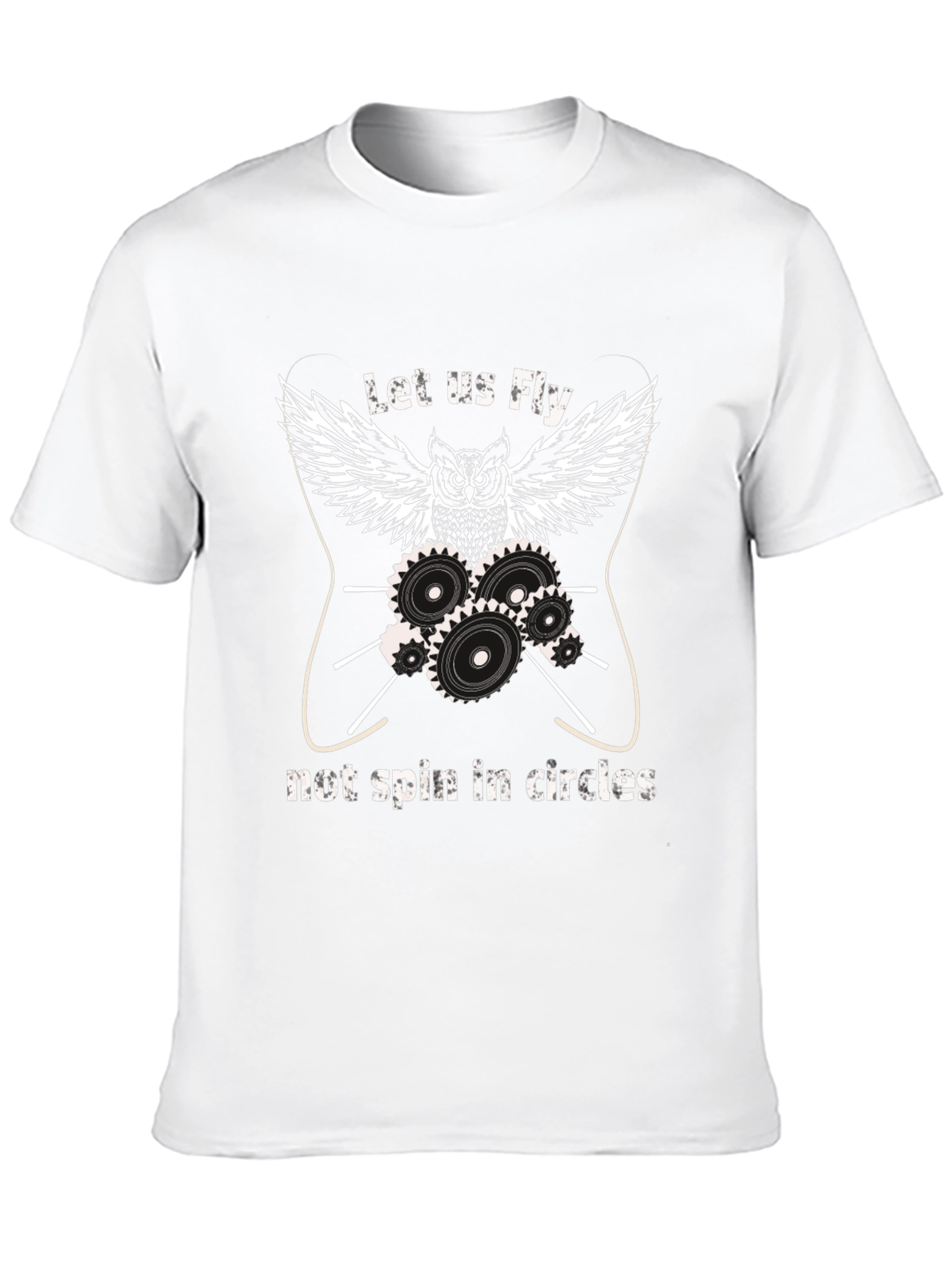 Owl Gears Black Graphic T-Shirt - Let Us Fly