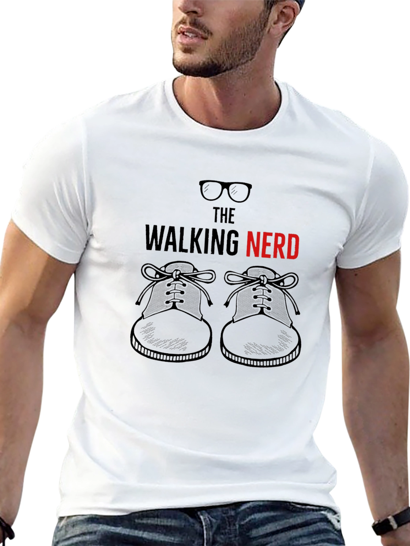The Walking Nerd T-Shirt: Glasses & Shoes Graphic Tee