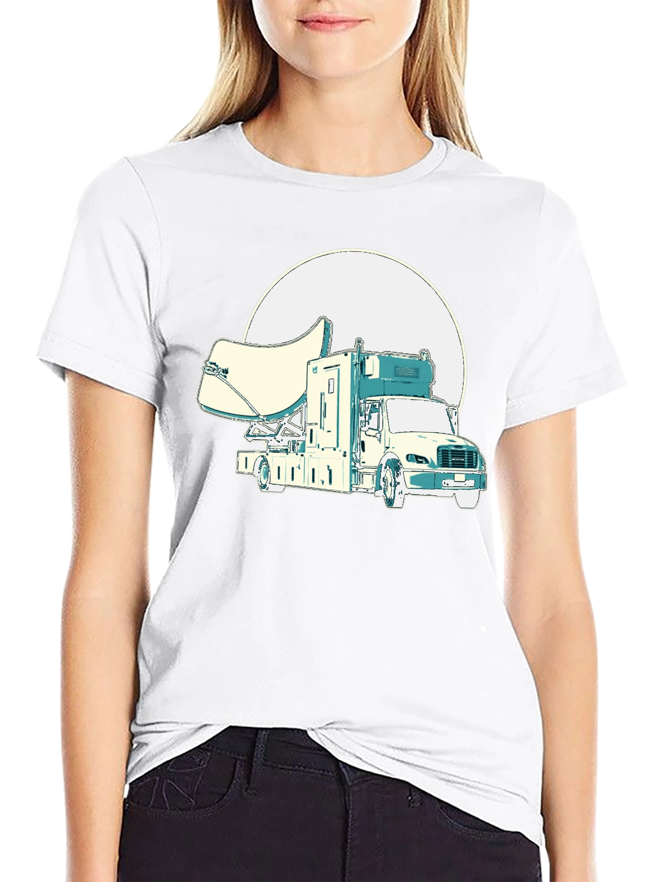 Satellite Truck Graphic T-Shirt - Novelty Tee