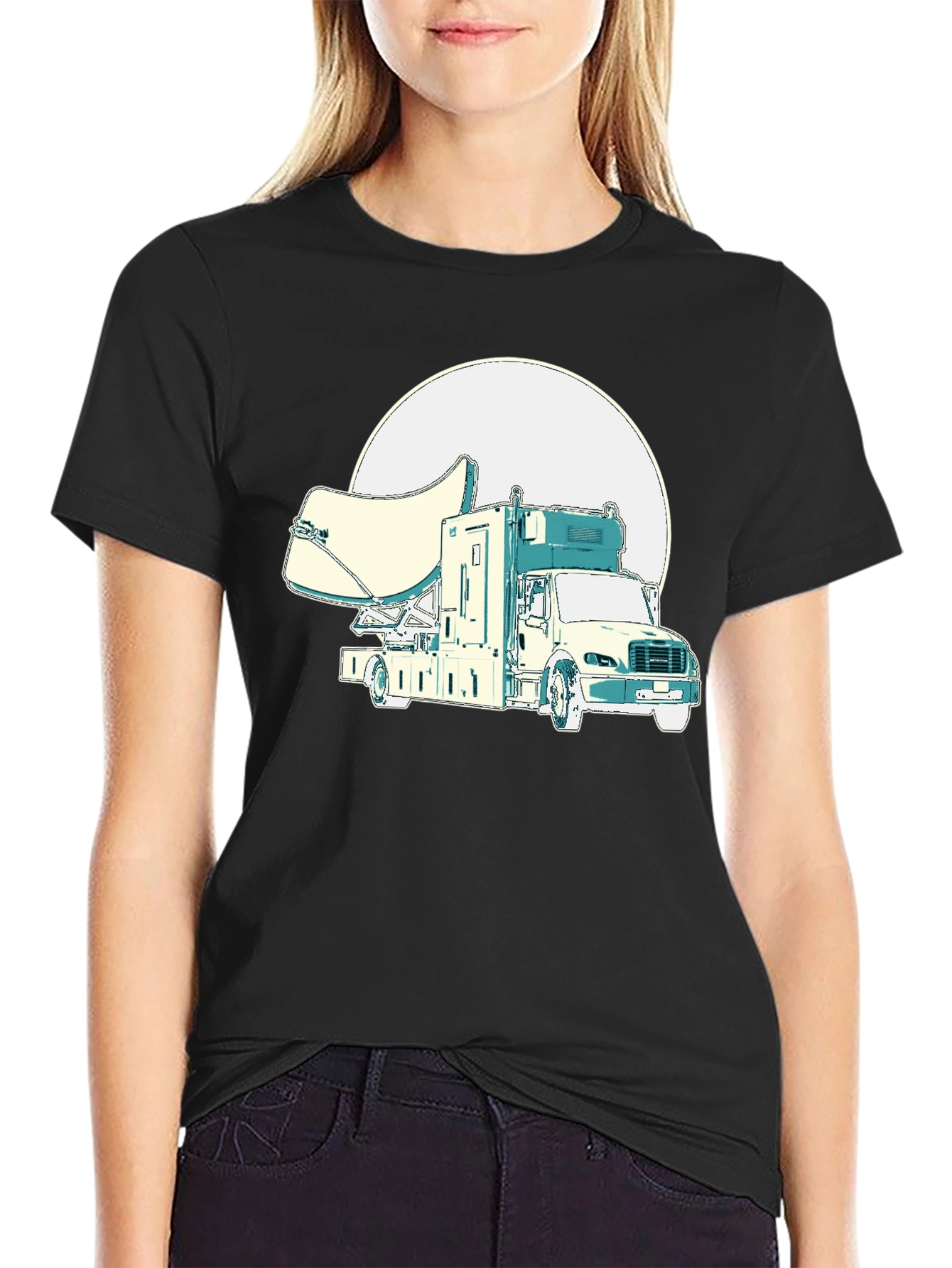 Satellite Truck Graphic T-Shirt - Novelty Tee