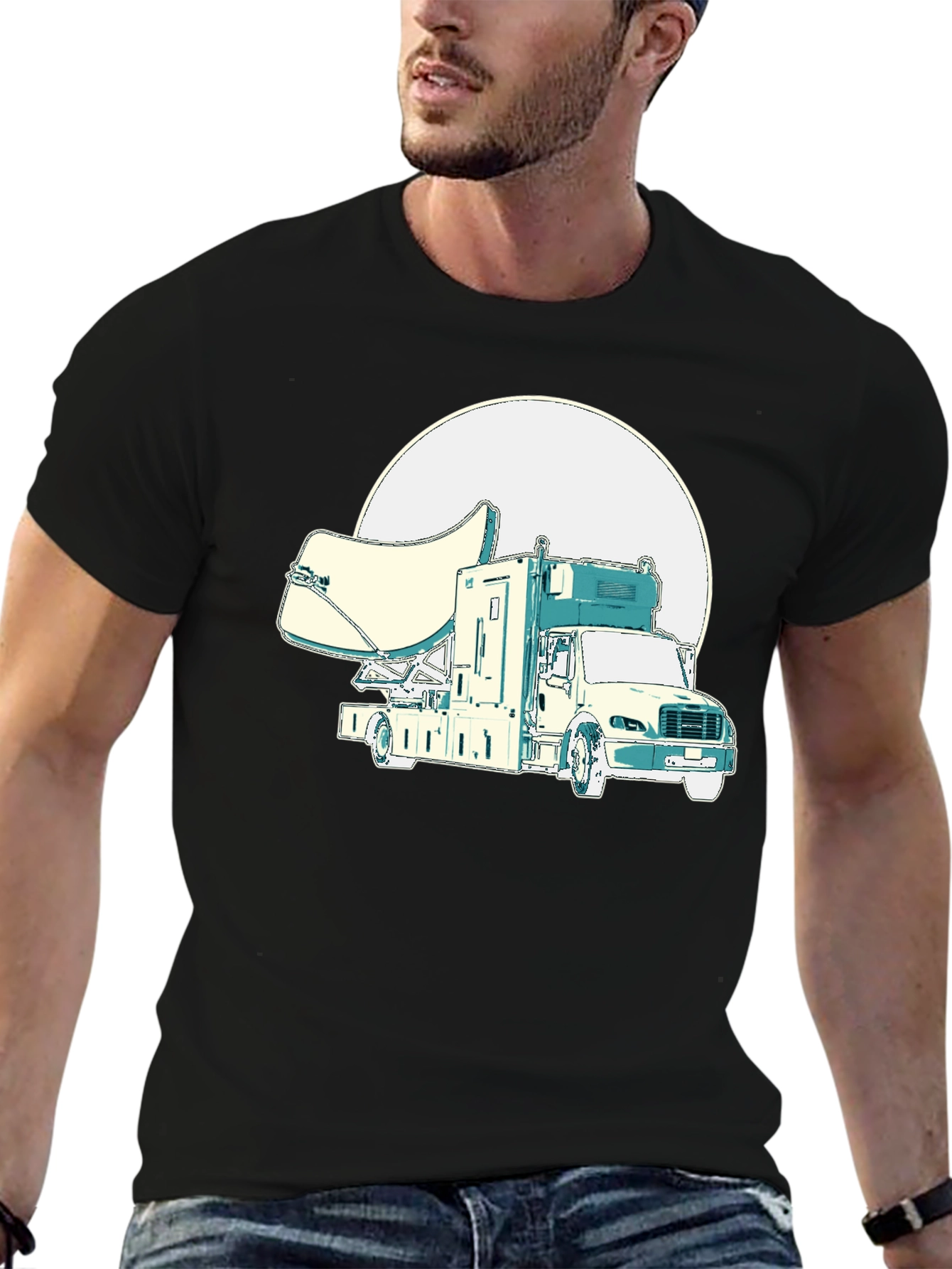 Satellite Truck Graphic T-Shirt - Novelty Tee