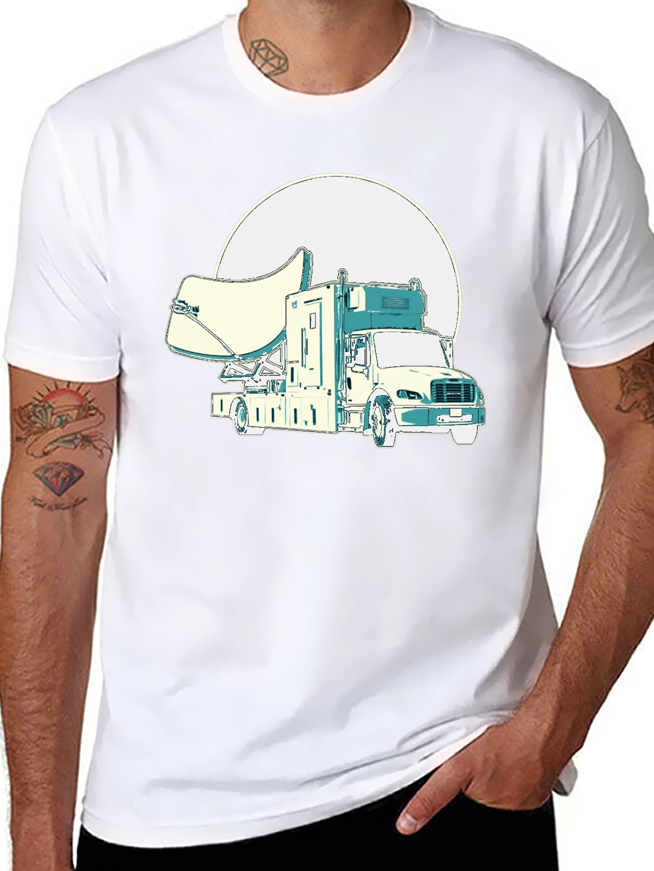 Satellite Truck Graphic T-Shirt - Novelty Tee