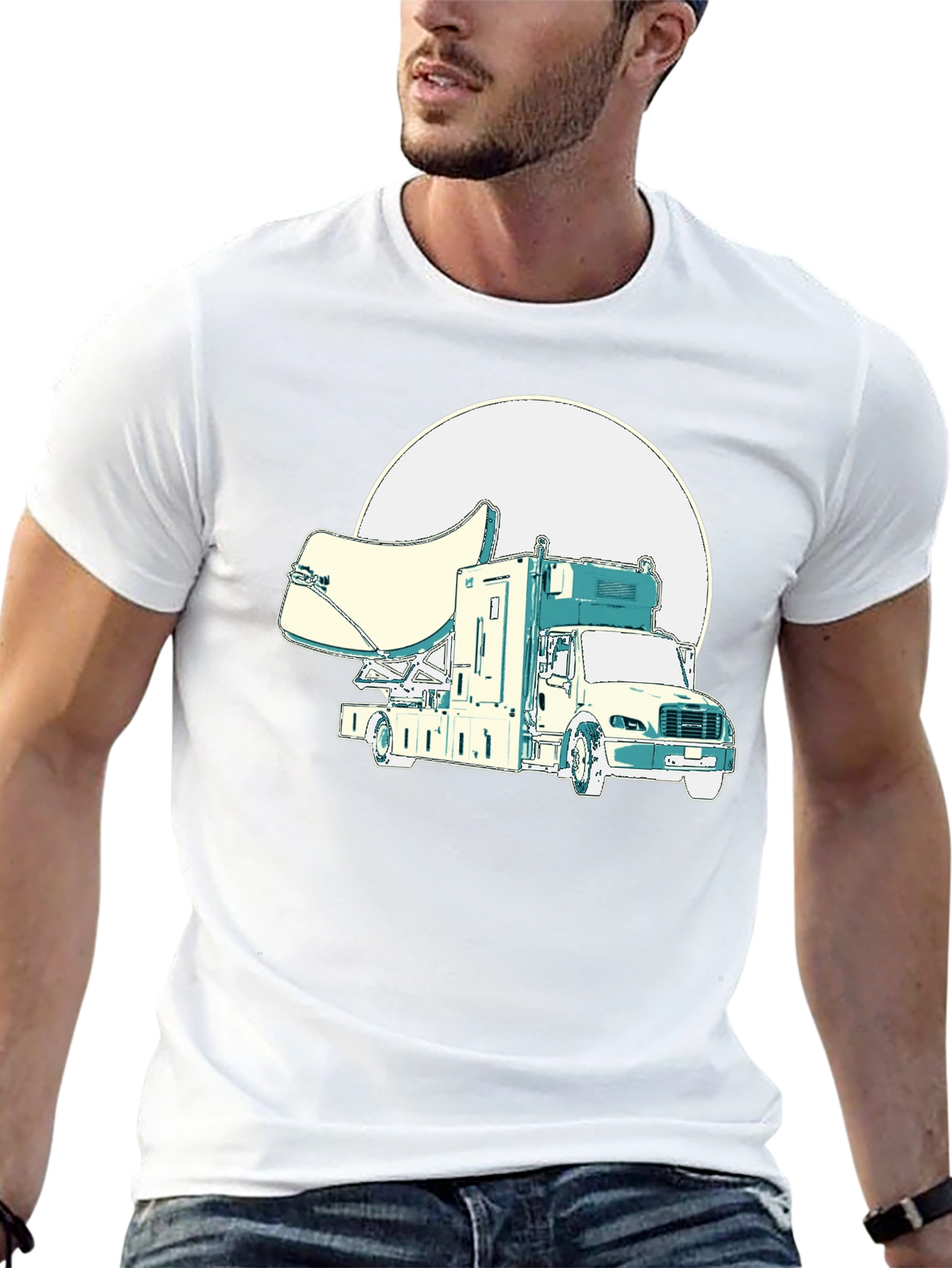Satellite Truck Graphic T-Shirt - Novelty Tee