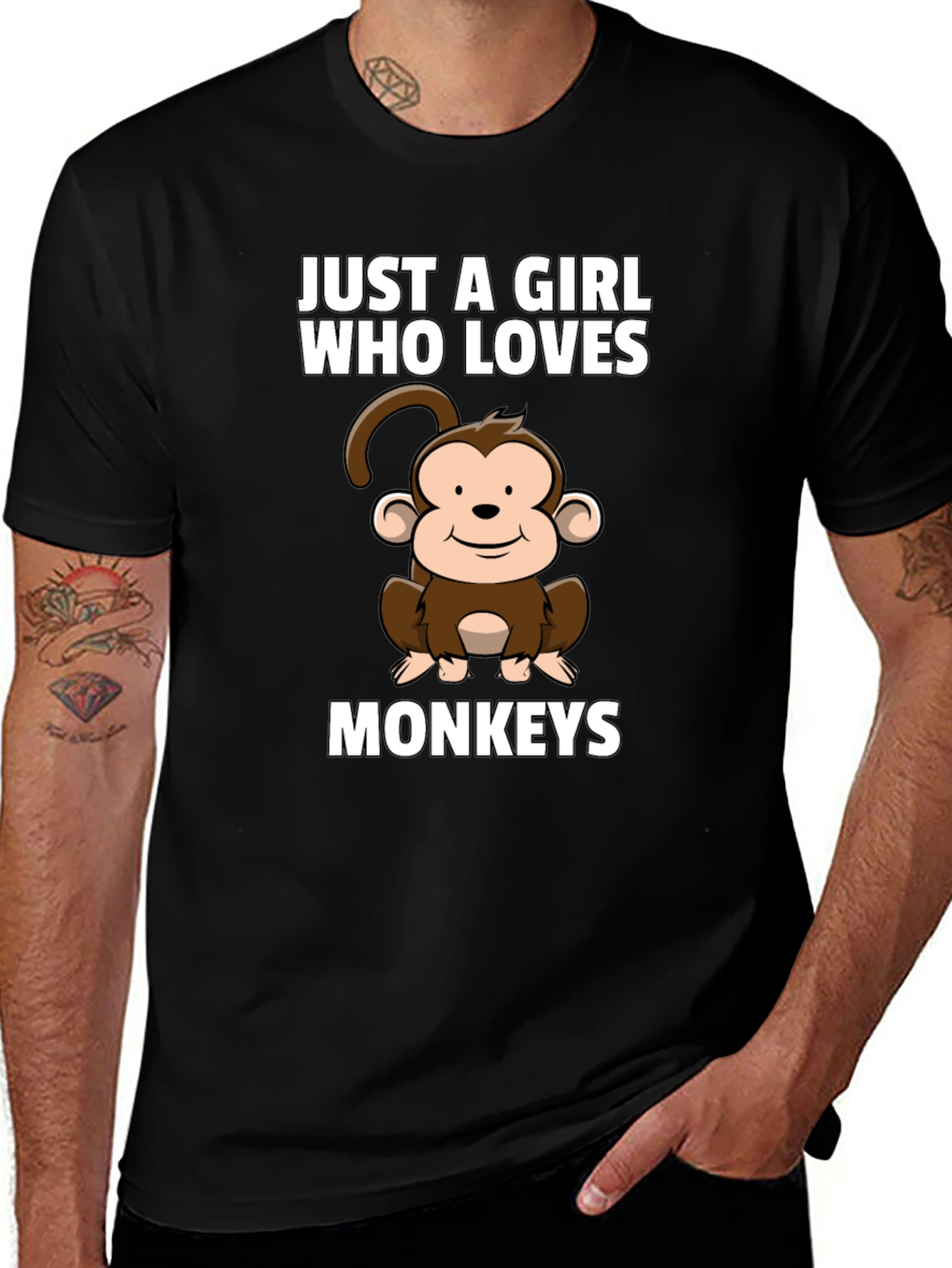 Just A Girl Who Loves Monkeys Black T-Shirt