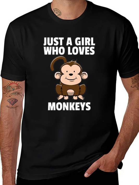 Just A Girl Who Loves Monkeys Black T-Shirt