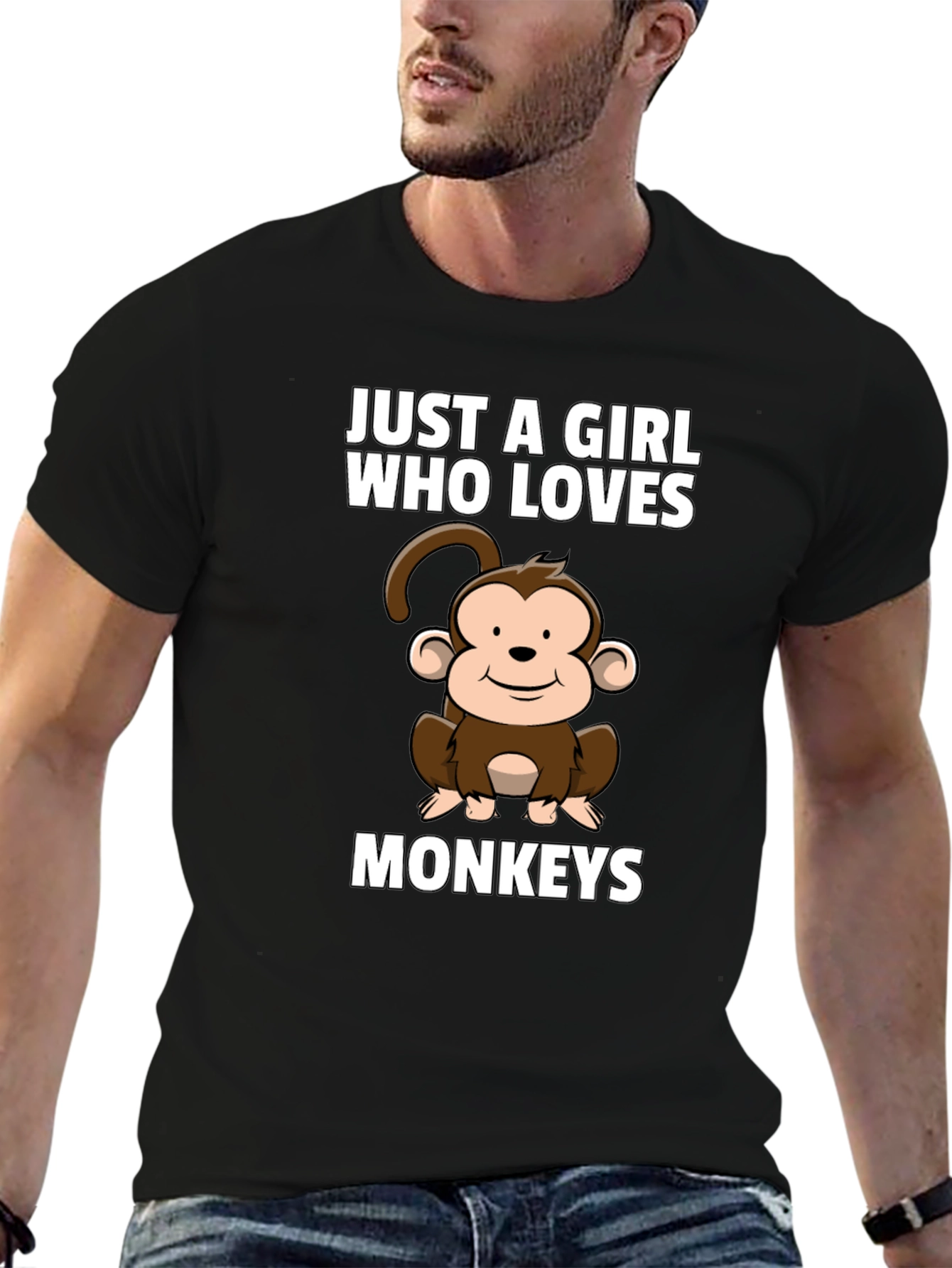 Just A Girl Who Loves Monkeys Black T-Shirt