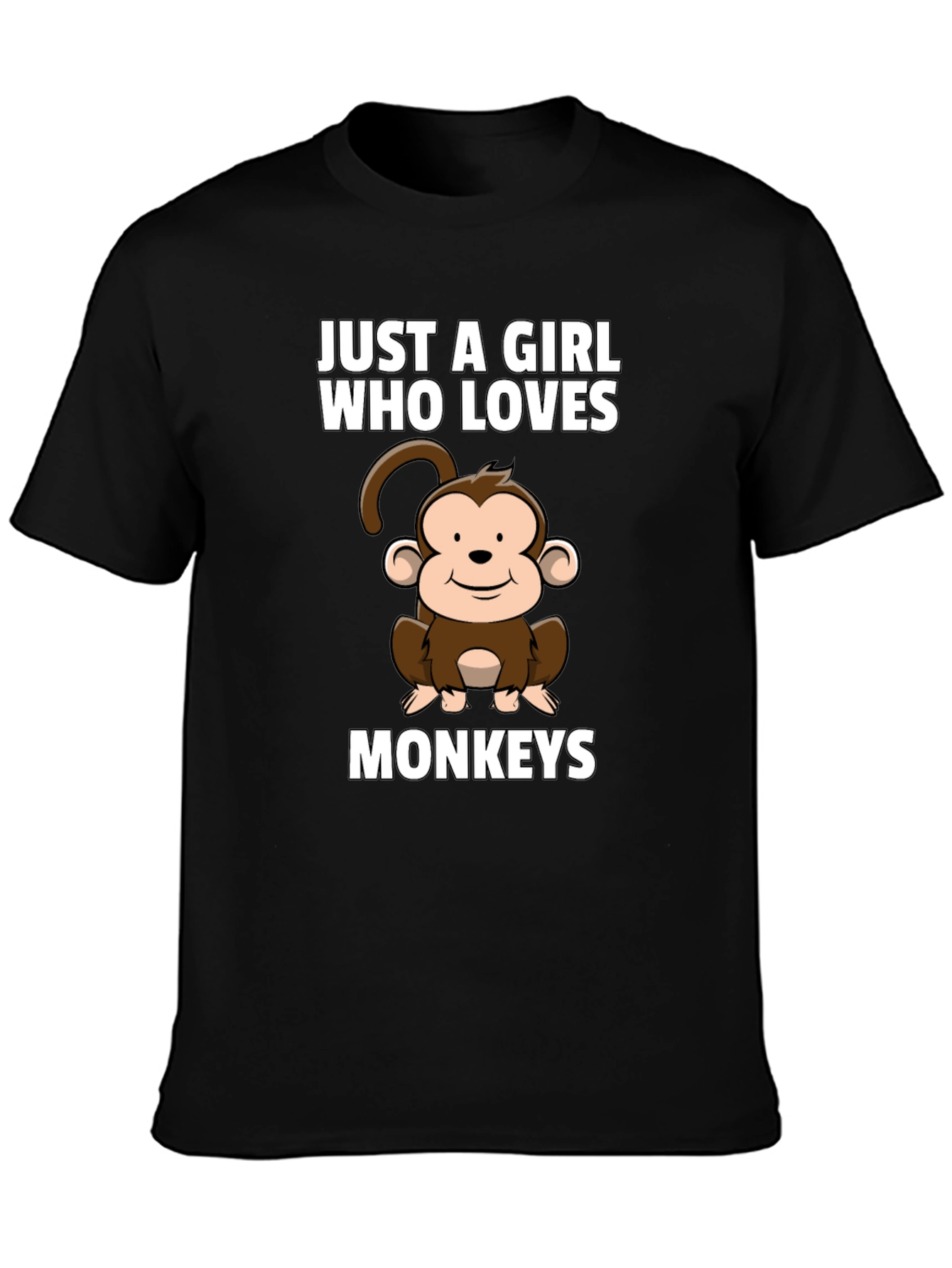 Just A Girl Who Loves Monkeys Black T-Shirt