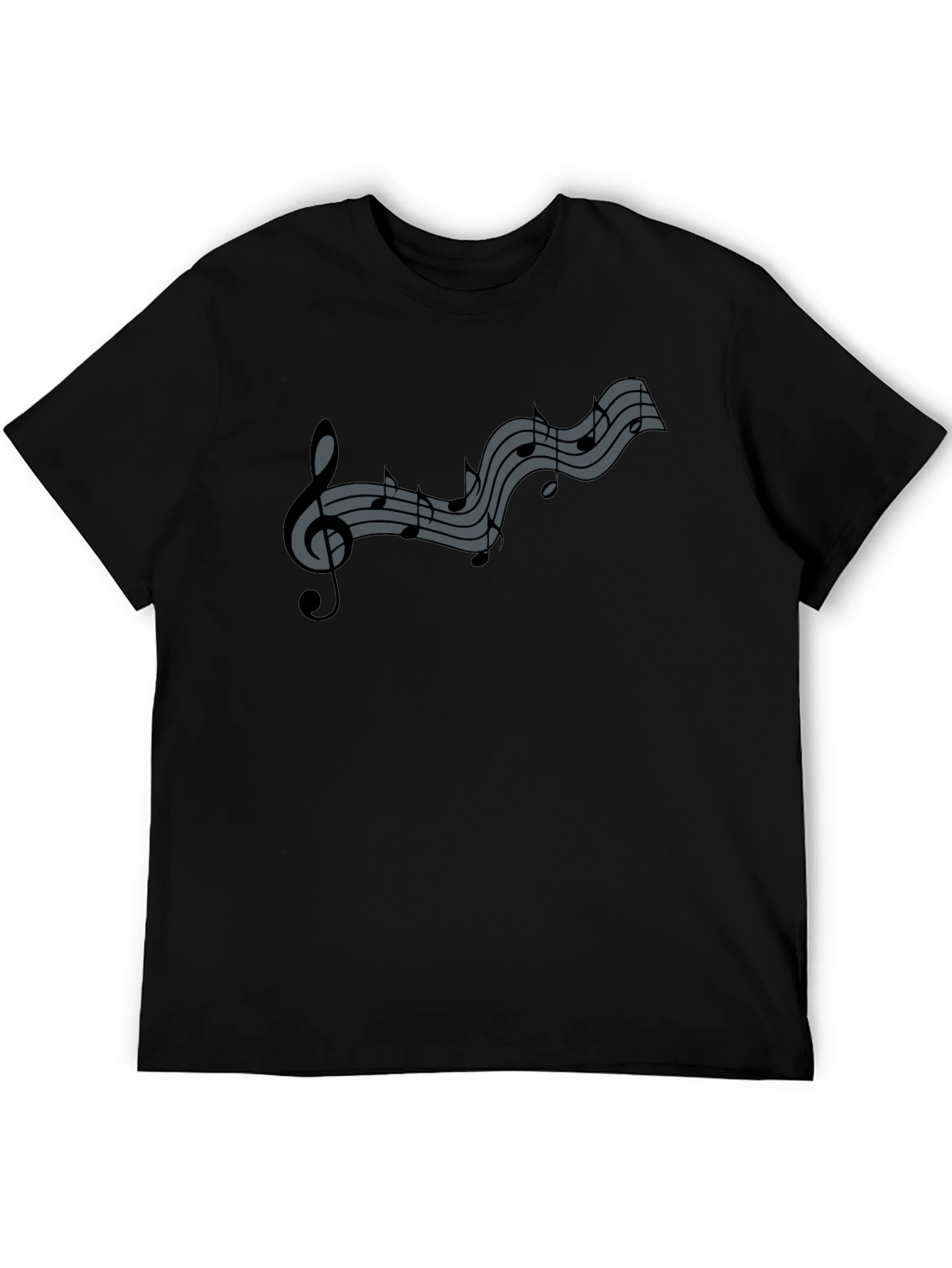 Musical Notes Graphic Tee - Black Cotton Comfort