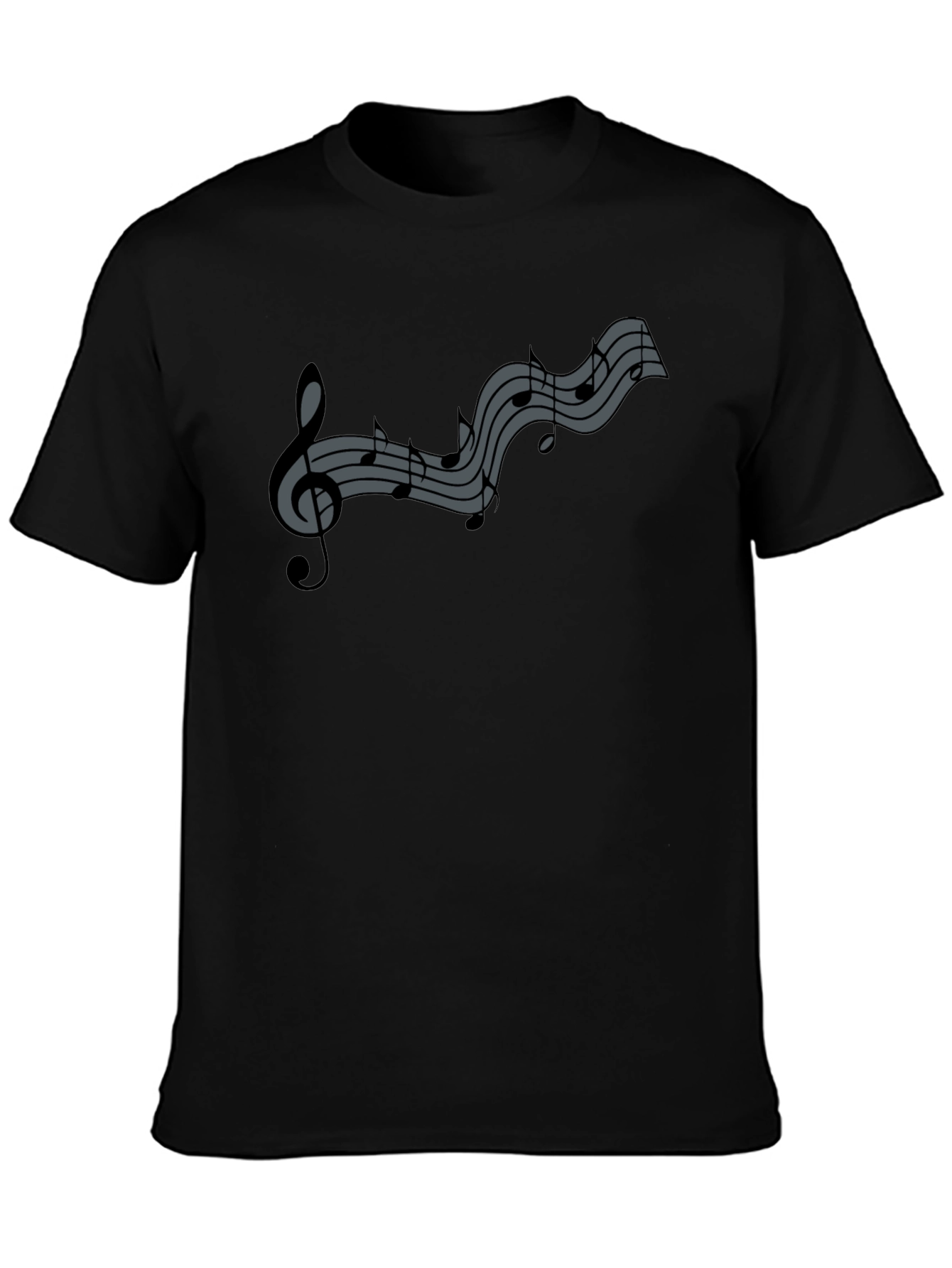 Musical Notes Graphic Tee - Black Cotton Comfort