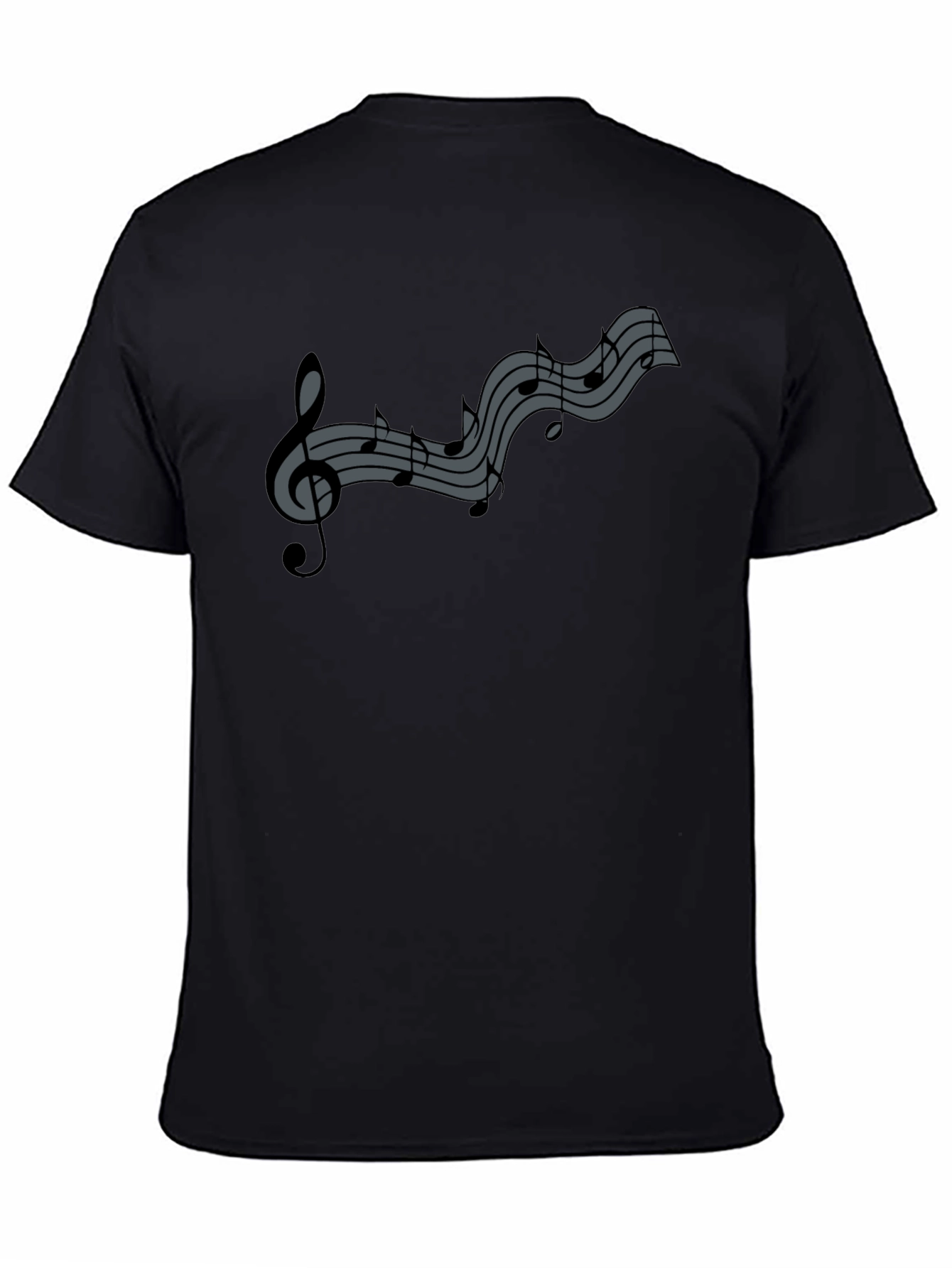 Musical Notes Graphic Tee - Black Cotton Comfort
