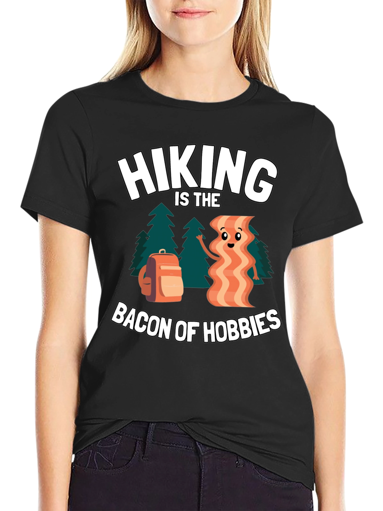 Hiking is the Bacon of Hobbies Black T-Shirt
