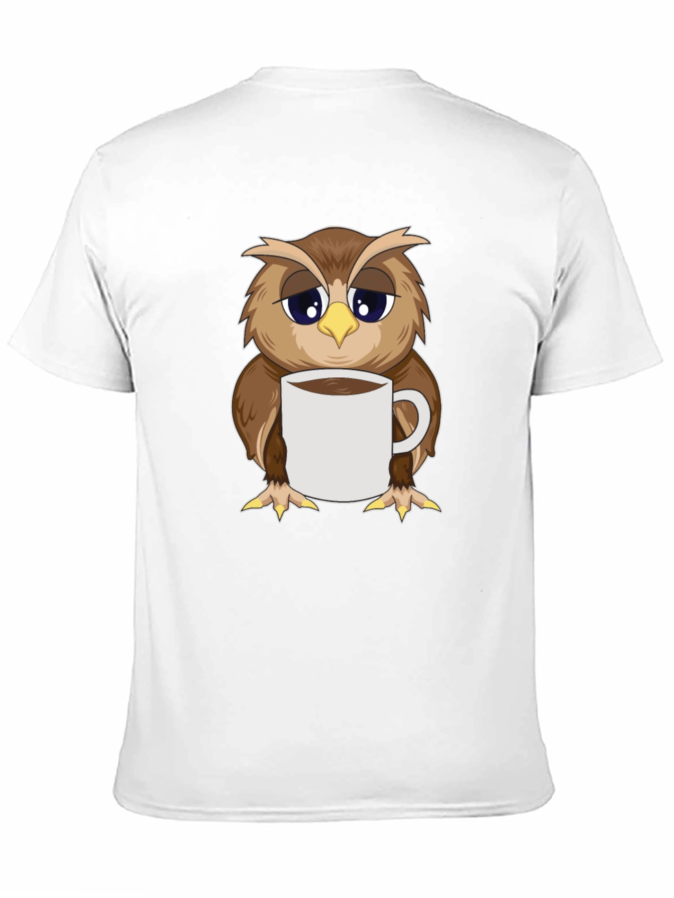 Owl Coffee T-Shirt: Sleepy Bird Design