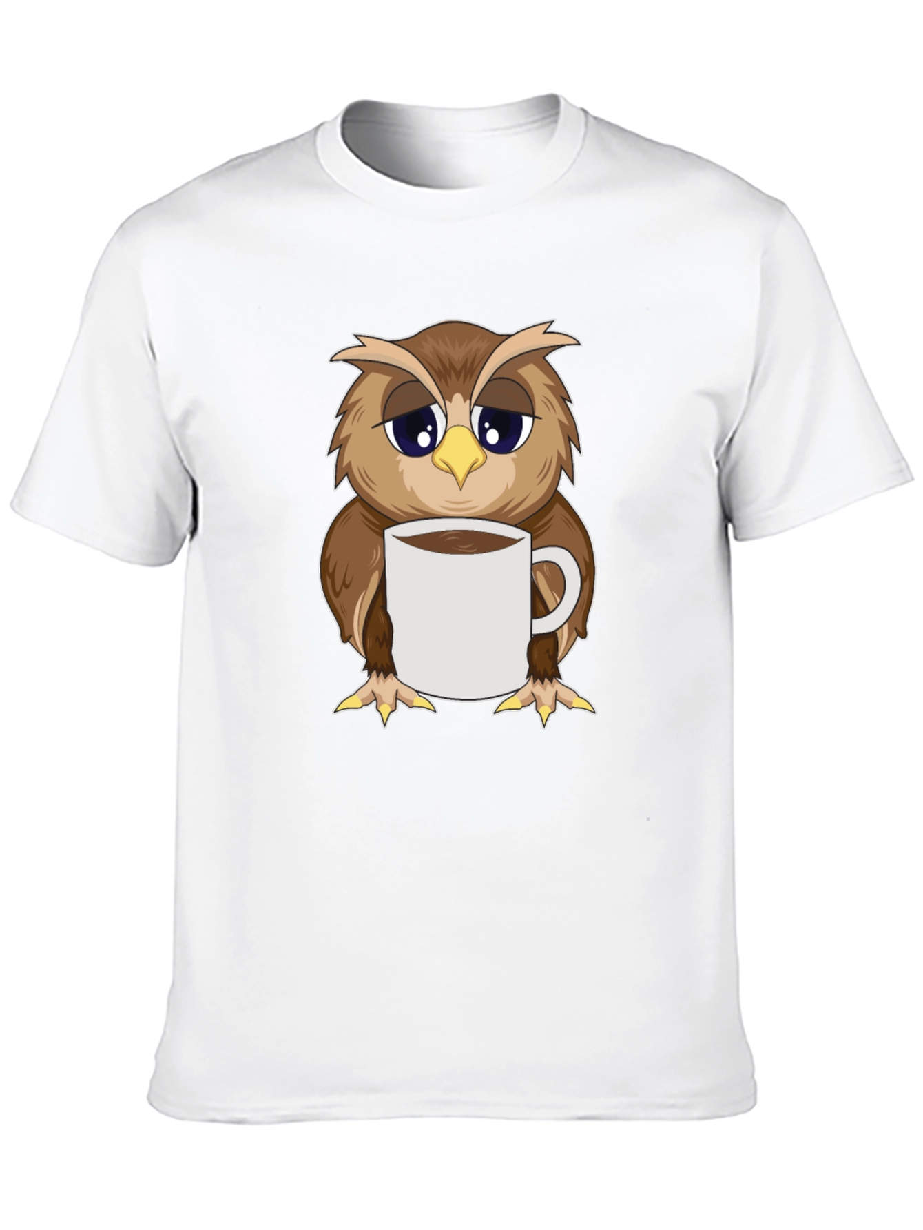 Owl Coffee T-Shirt: Sleepy Bird Design