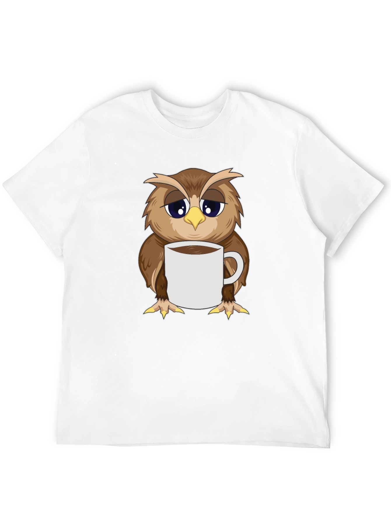 Owl Coffee T-Shirt: Sleepy Bird Design