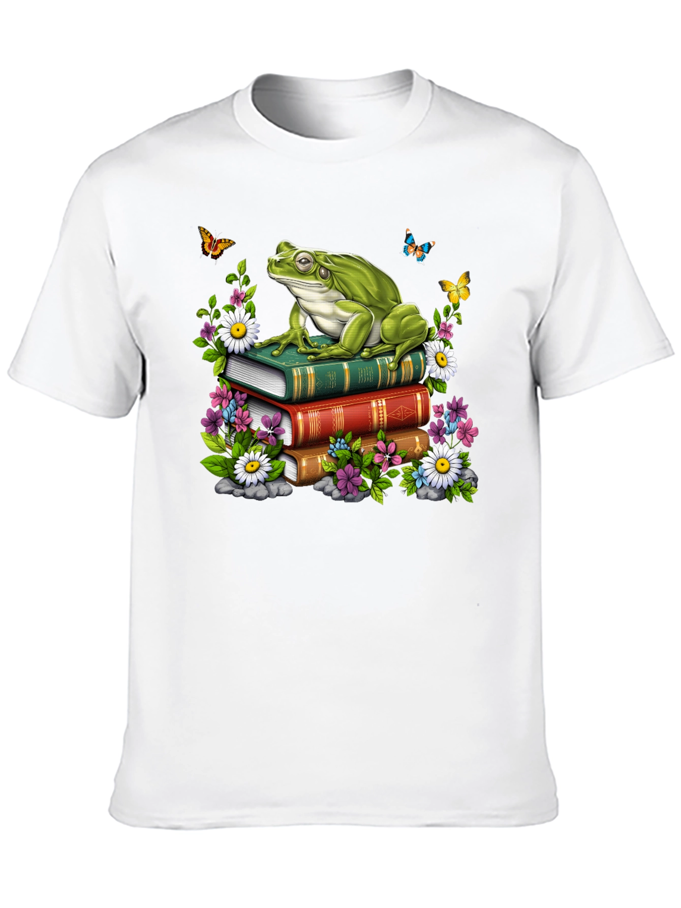 Frog on Books Graphic Tee - Nature Lover Shirt