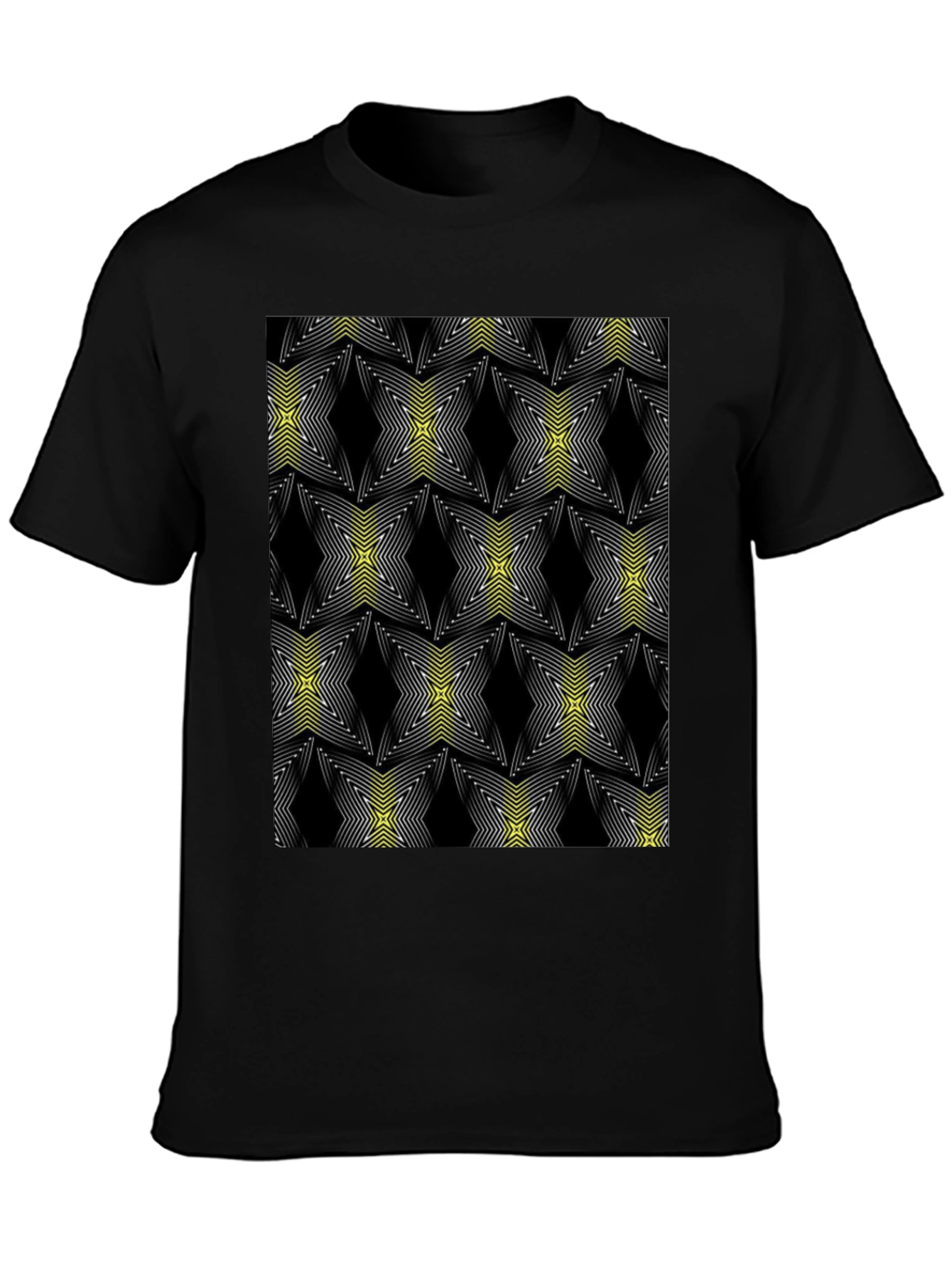 Abstract Star Pattern Black Tee
