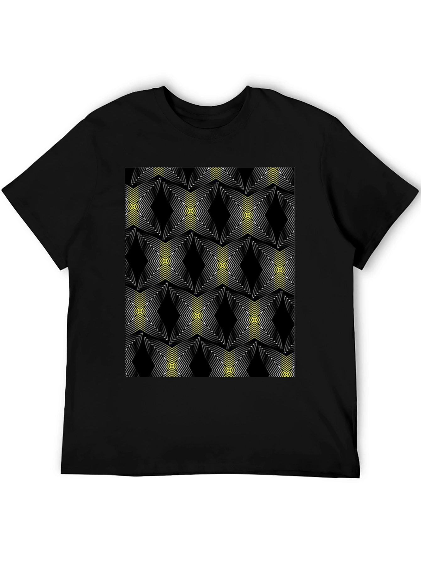 Abstract Star Pattern Black Tee