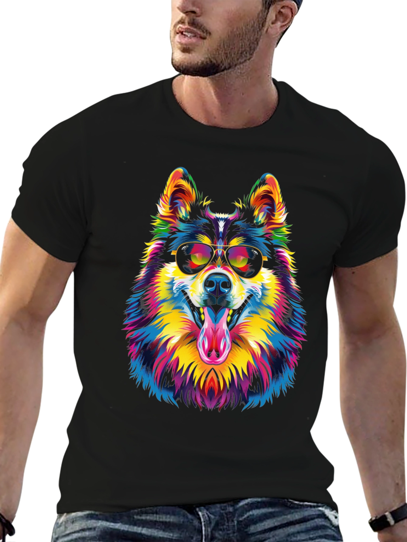Cool Dog Graphic Tee - Mens Black T-Shirt