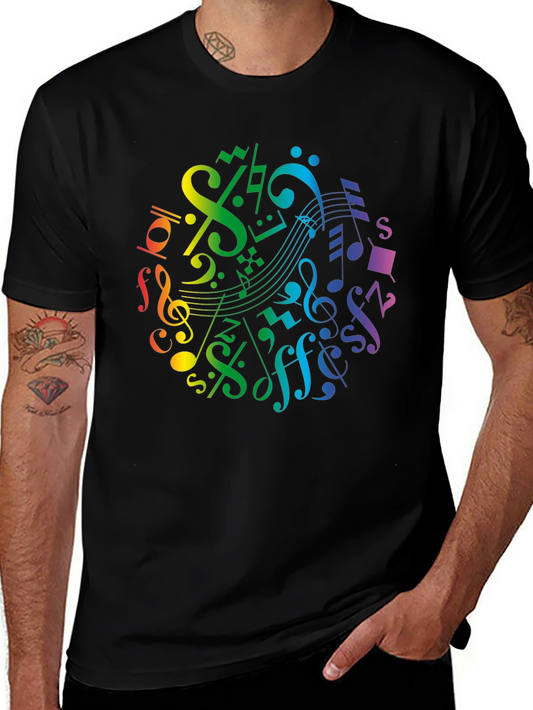 Rainbow Music Notes Graphic T-Shirt