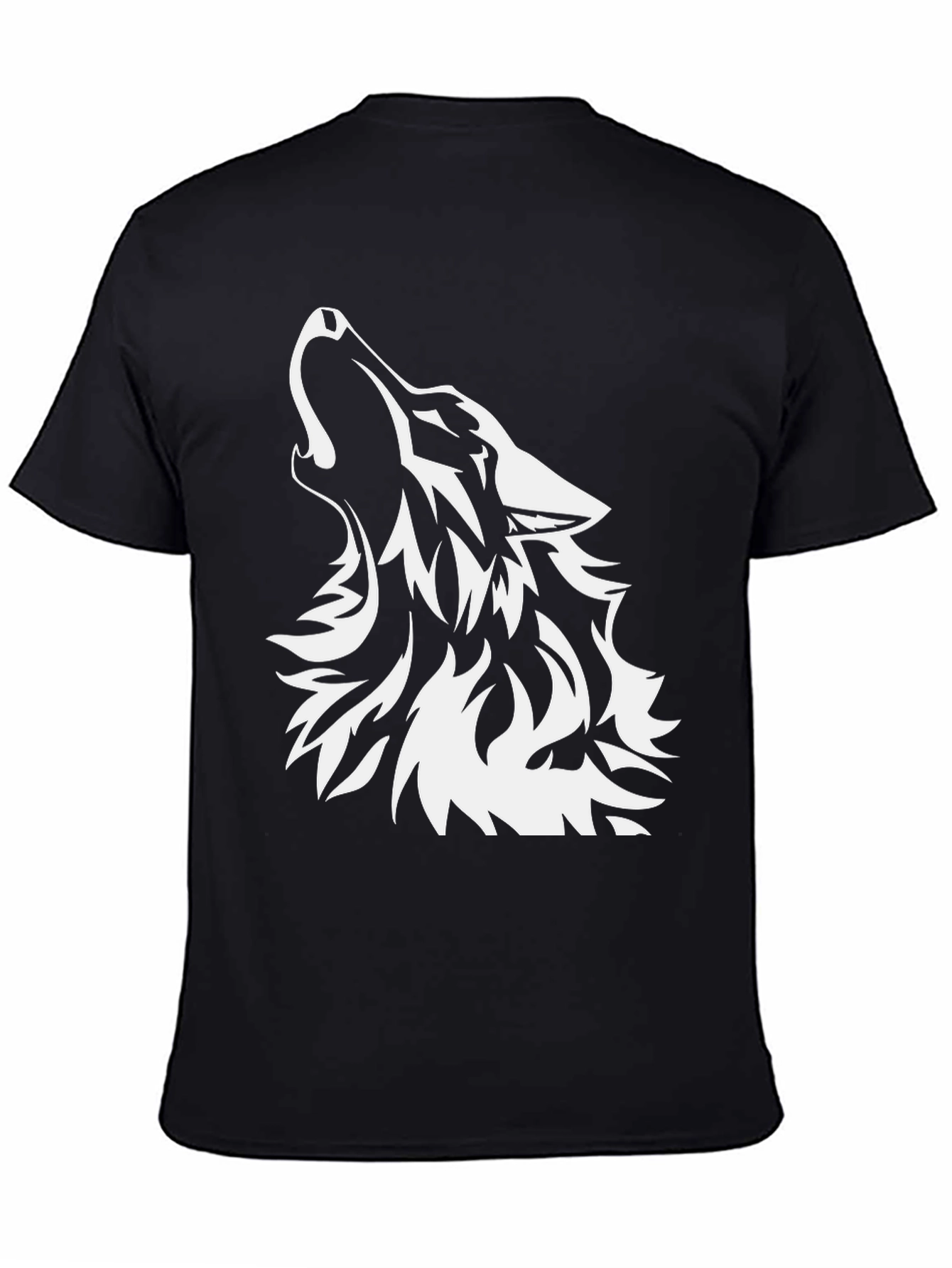 Black T-Shirt with Wolf Graphic