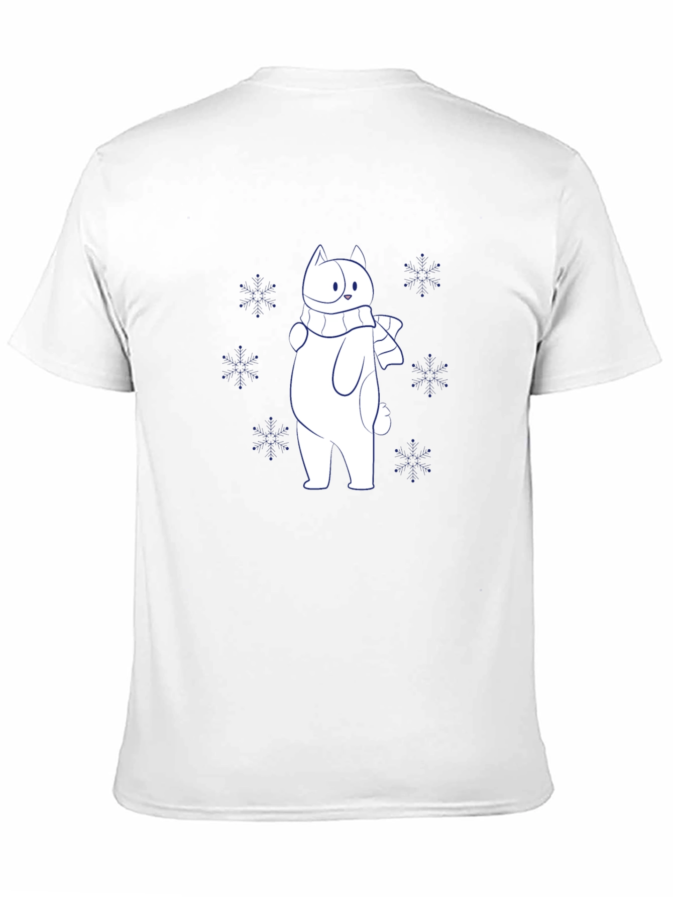 Winter Cat T-Shirt - Cute Snowflakes Design
