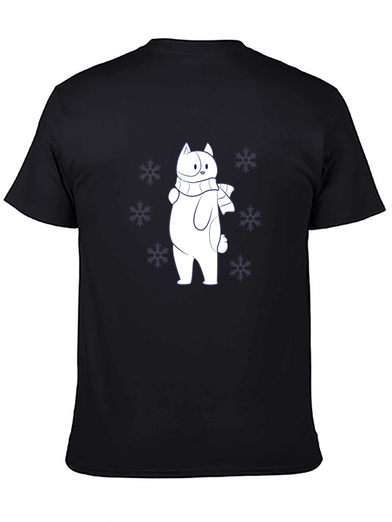 Winter Cat T-Shirt - Cute Snowflakes Design