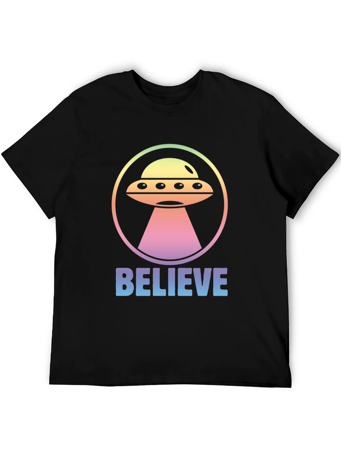 Believe Alien UFO Graphic T-Shirt - Black