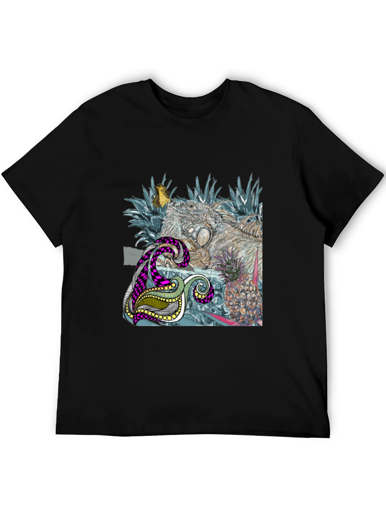 Iguana Butterfly Graphic Print Crew Neck T-Shirt