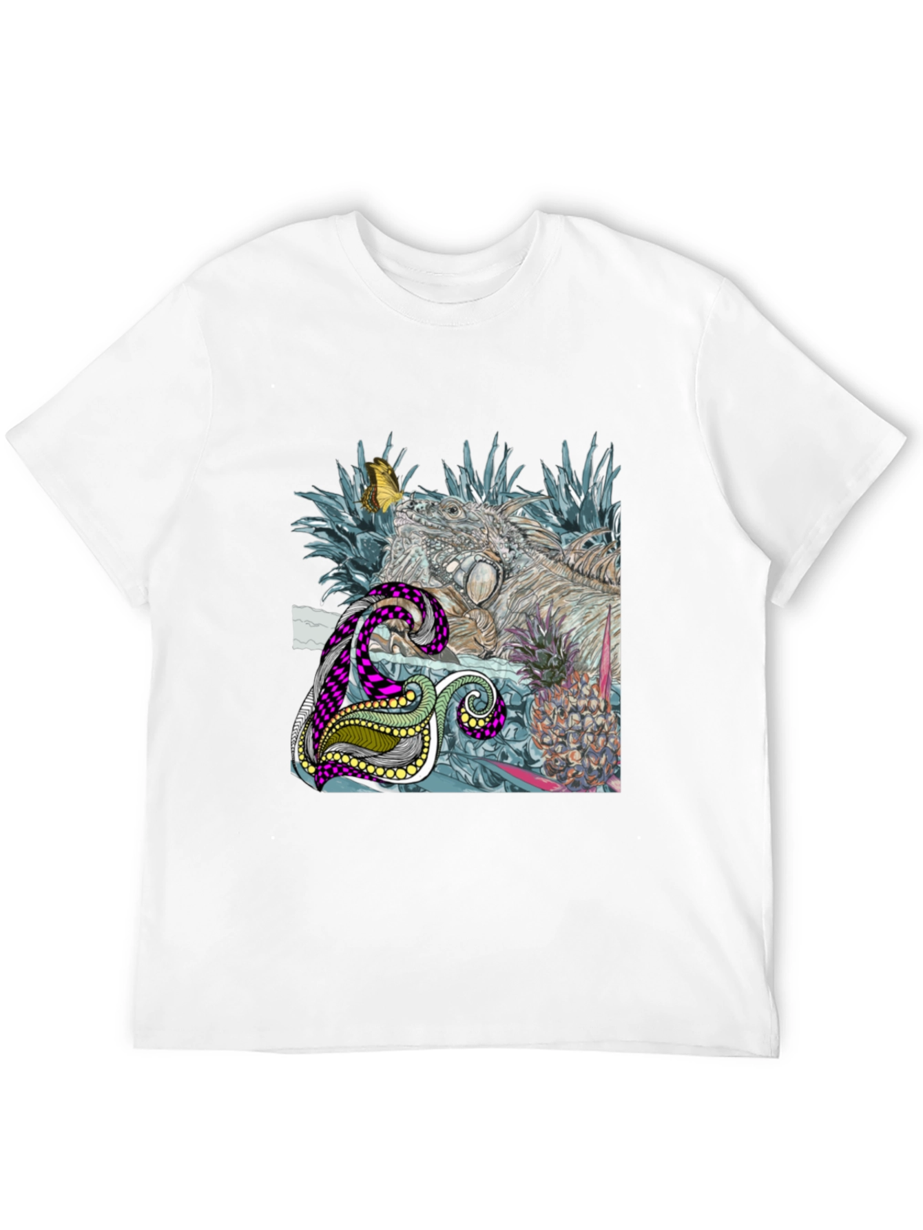 Iguana Butterfly Graphic Print Crew Neck T-Shirt