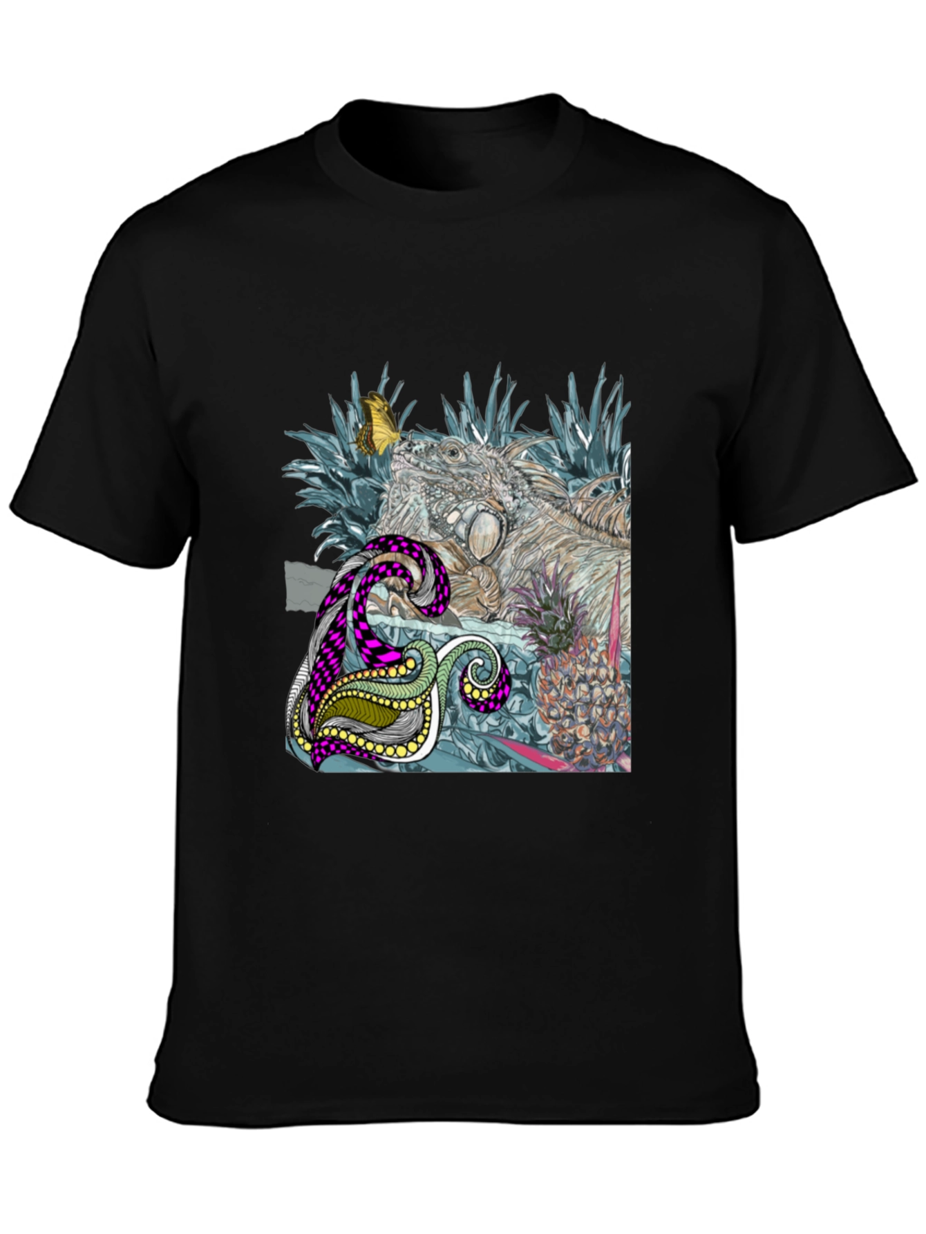 Iguana Butterfly Graphic Print Crew Neck T-Shirt
