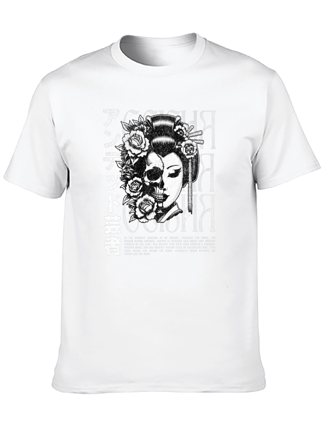 Undead Geisha Graphic Print Black T-Shirt